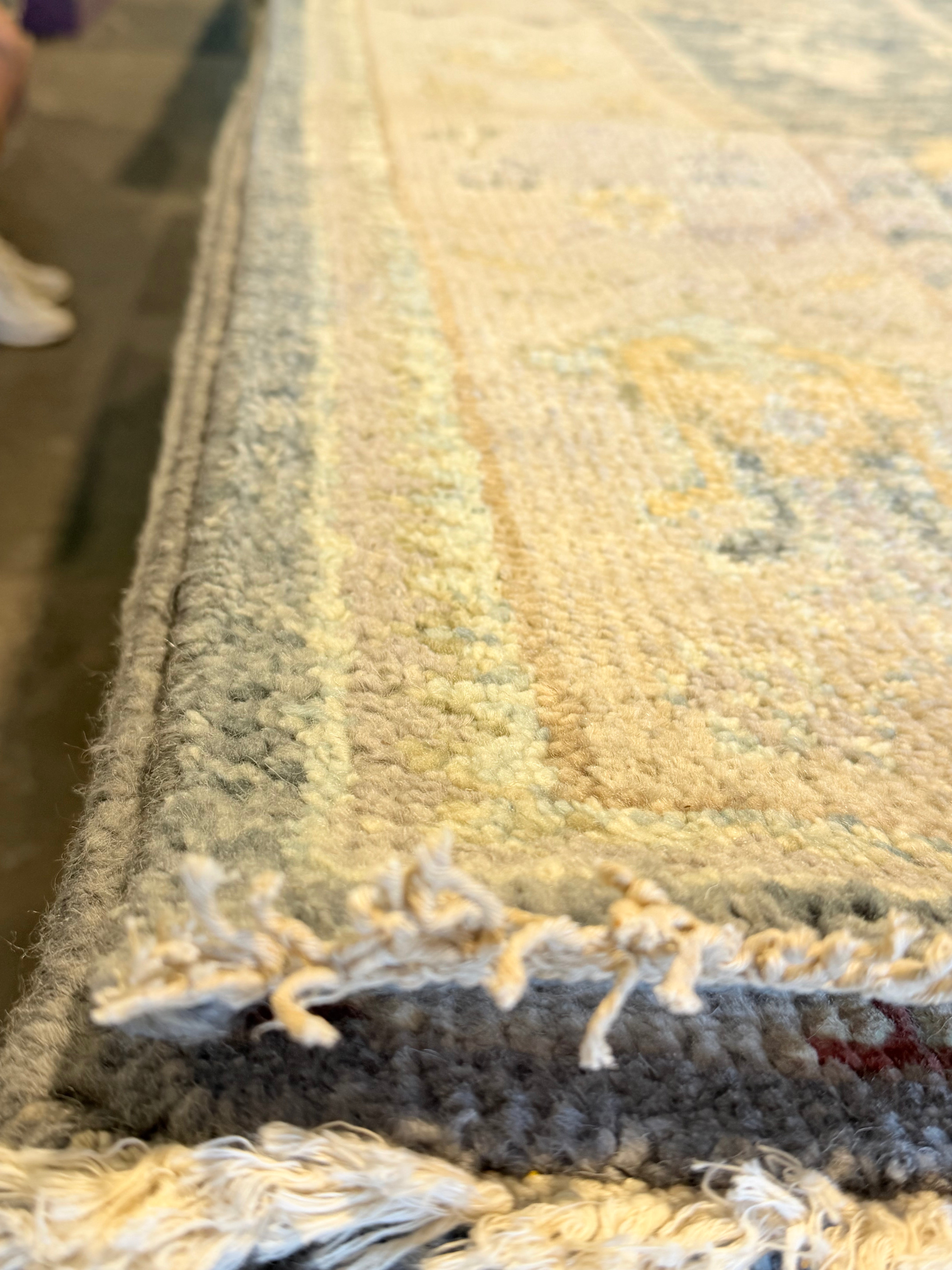 Jessy 8x10 Grey and Beige Green Hand-Knotted Oushak Rug