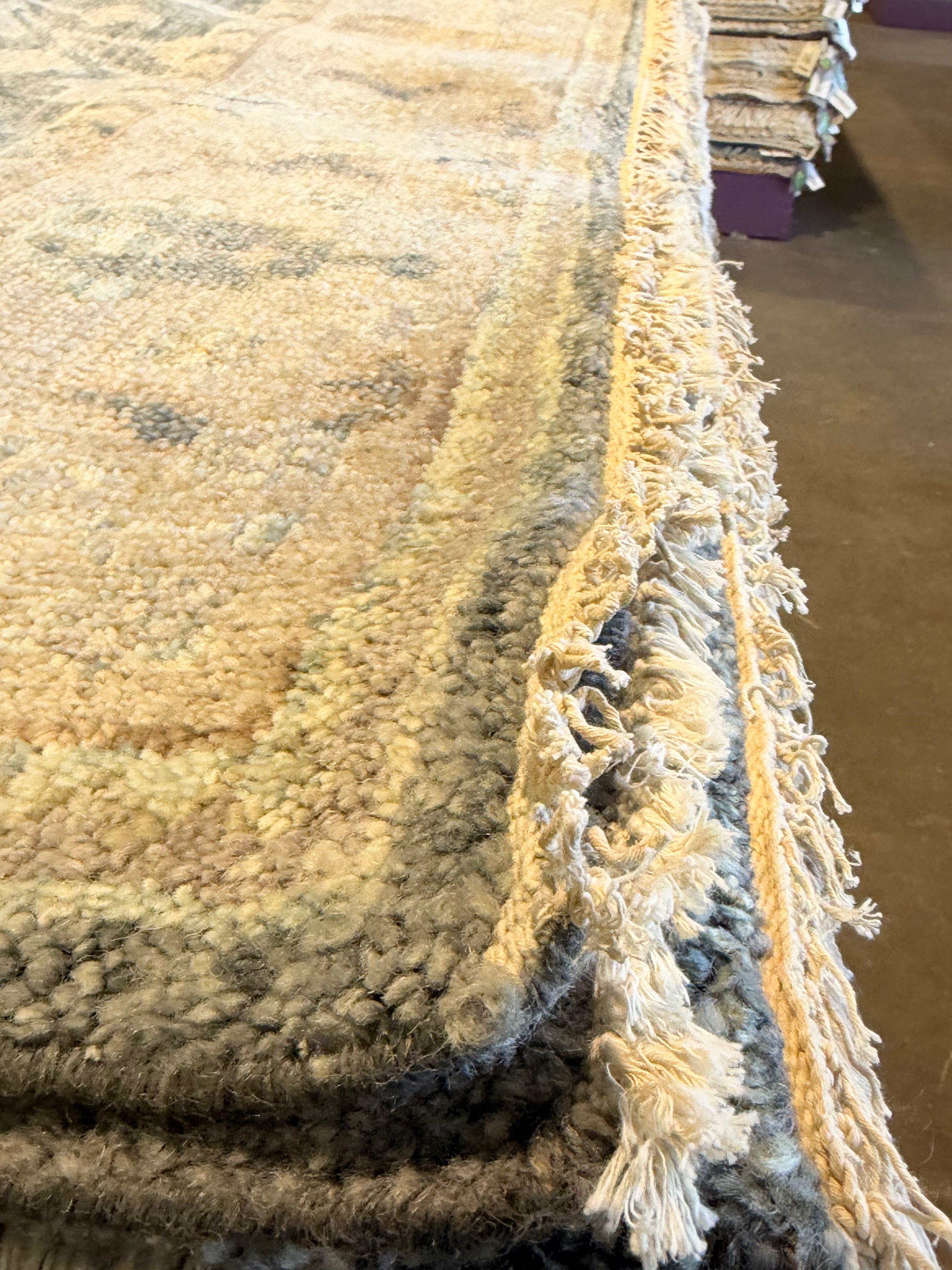 Jessy 8x10 Grey and Beige Green Hand-Knotted Oushak Rug