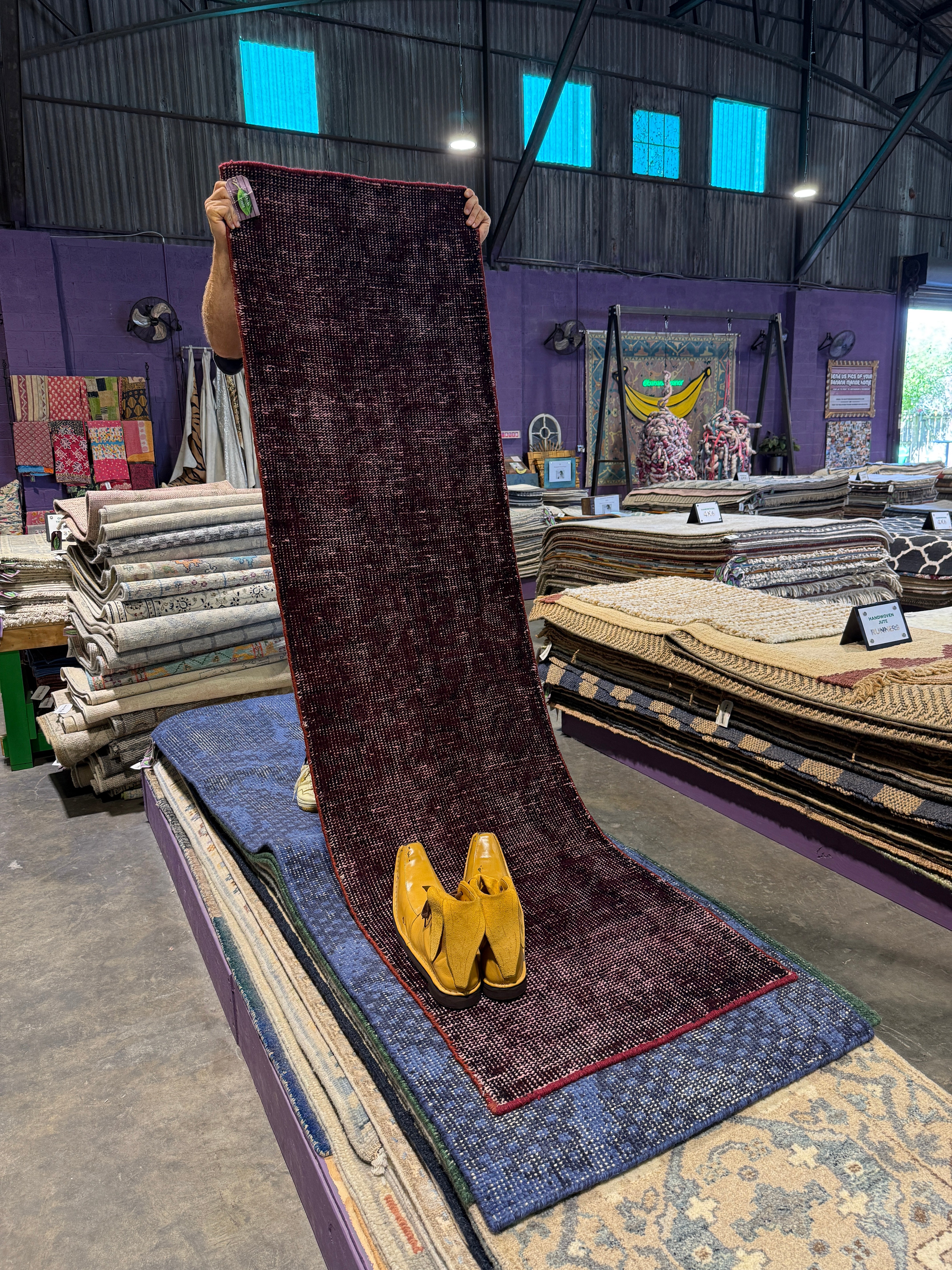 Penny Drue 2x7.6 Baird Dark Red Hand-Knotted Oushak Runner Rug