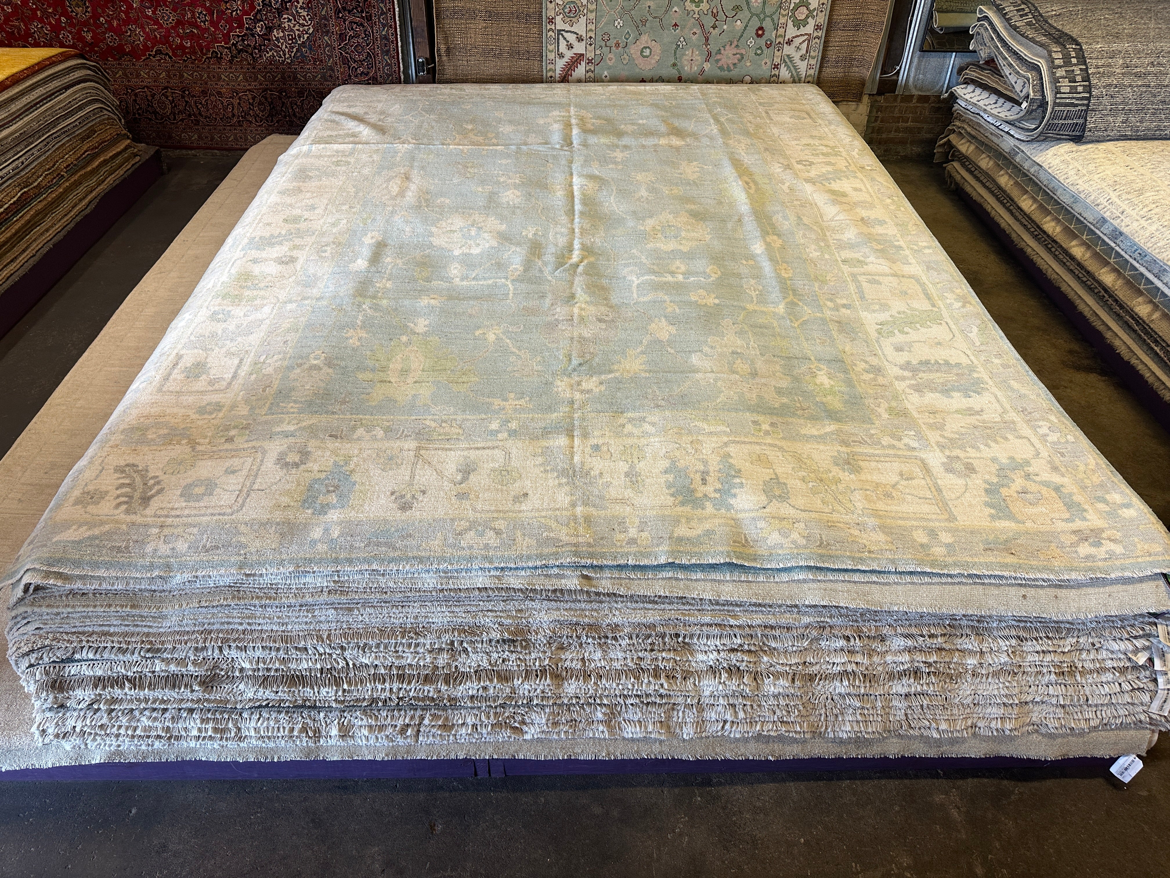 Dr. Samira Mohan 10.2x14 Blue Whitewashed Afghani Oushak