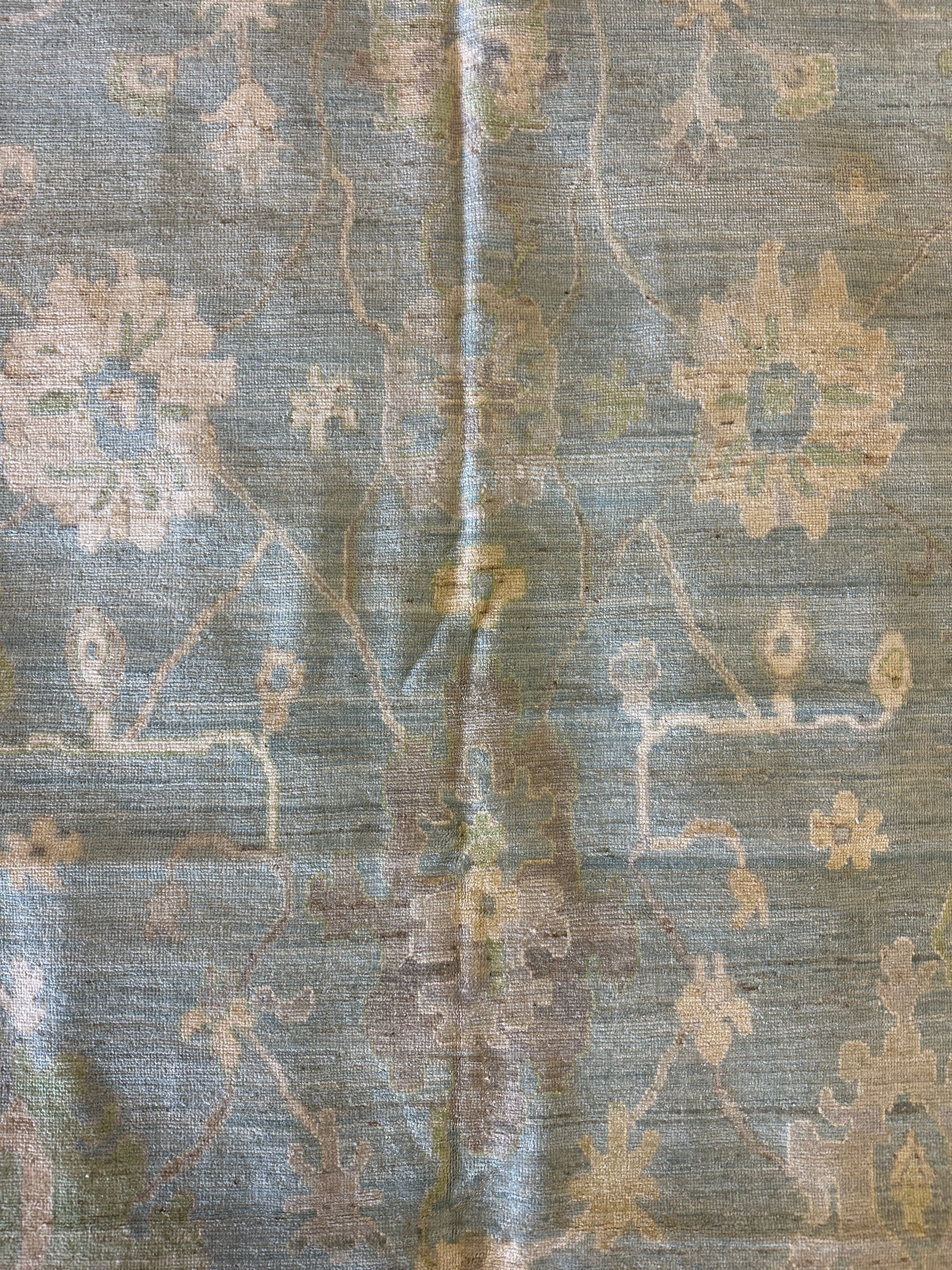 Dr. Samira Mohan 10.2x14 Blue Whitewashed Afghani Oushak
