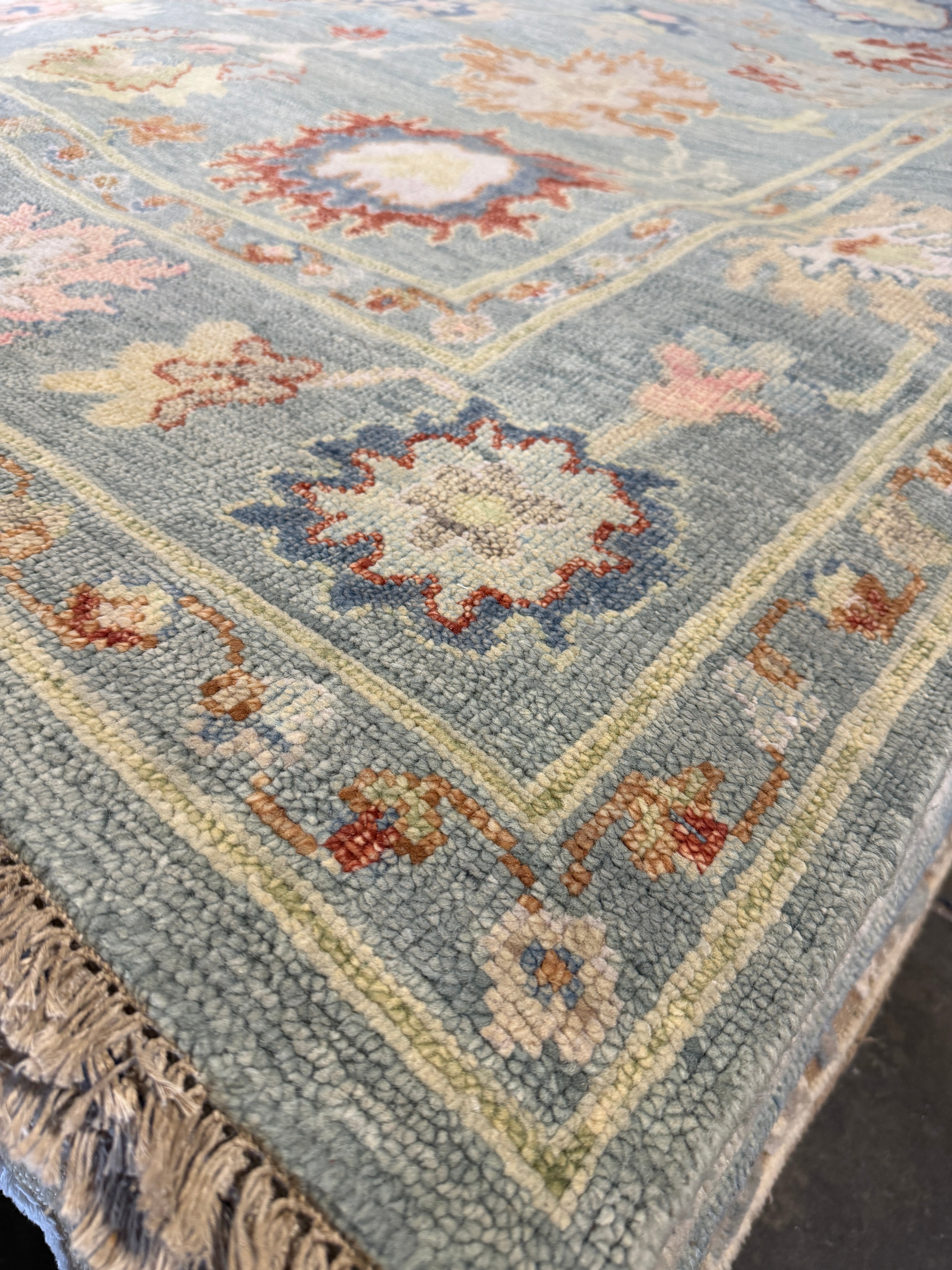 Alison Leiby 8x10 Blue Hand-Knotted Oushak Rug