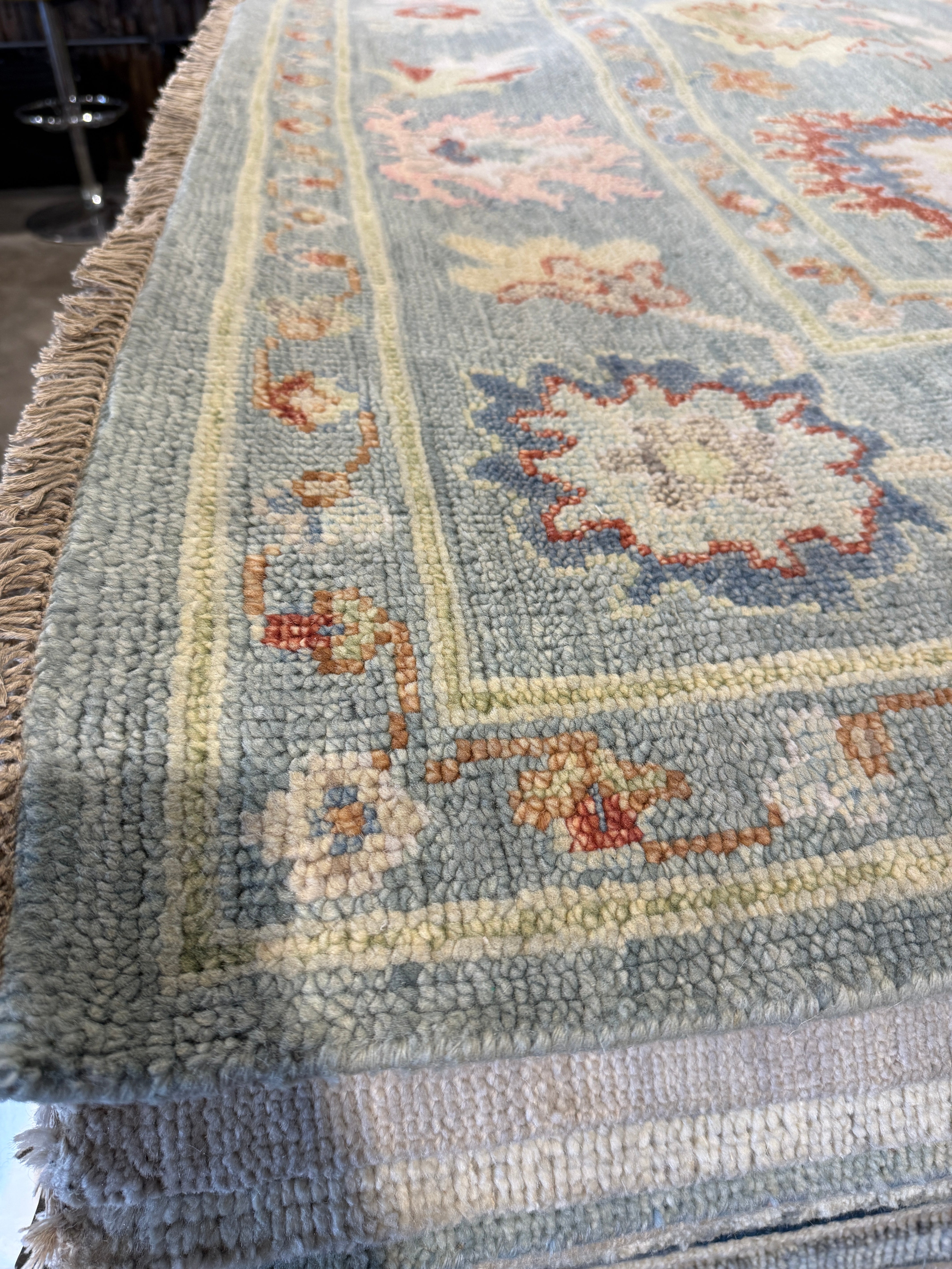 Alison Leiby 8x10 Blue Hand-Knotted Oushak Rug
