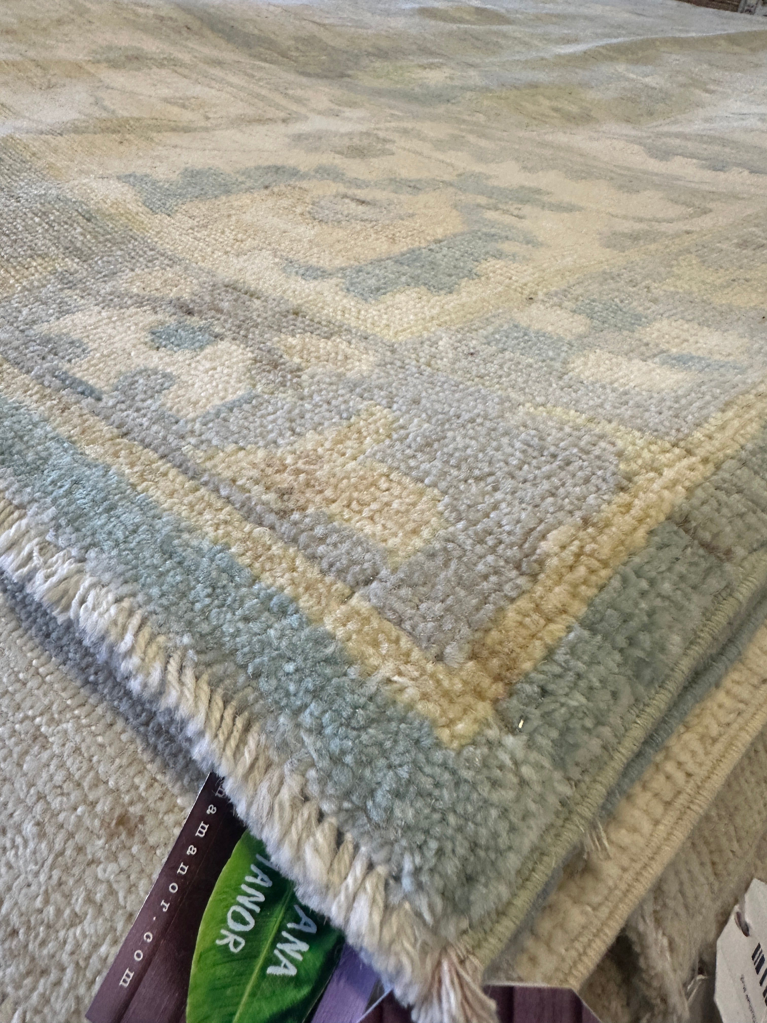 Dr. Samira Mohan 10.2x14 Blue Whitewashed Afghani Oushak