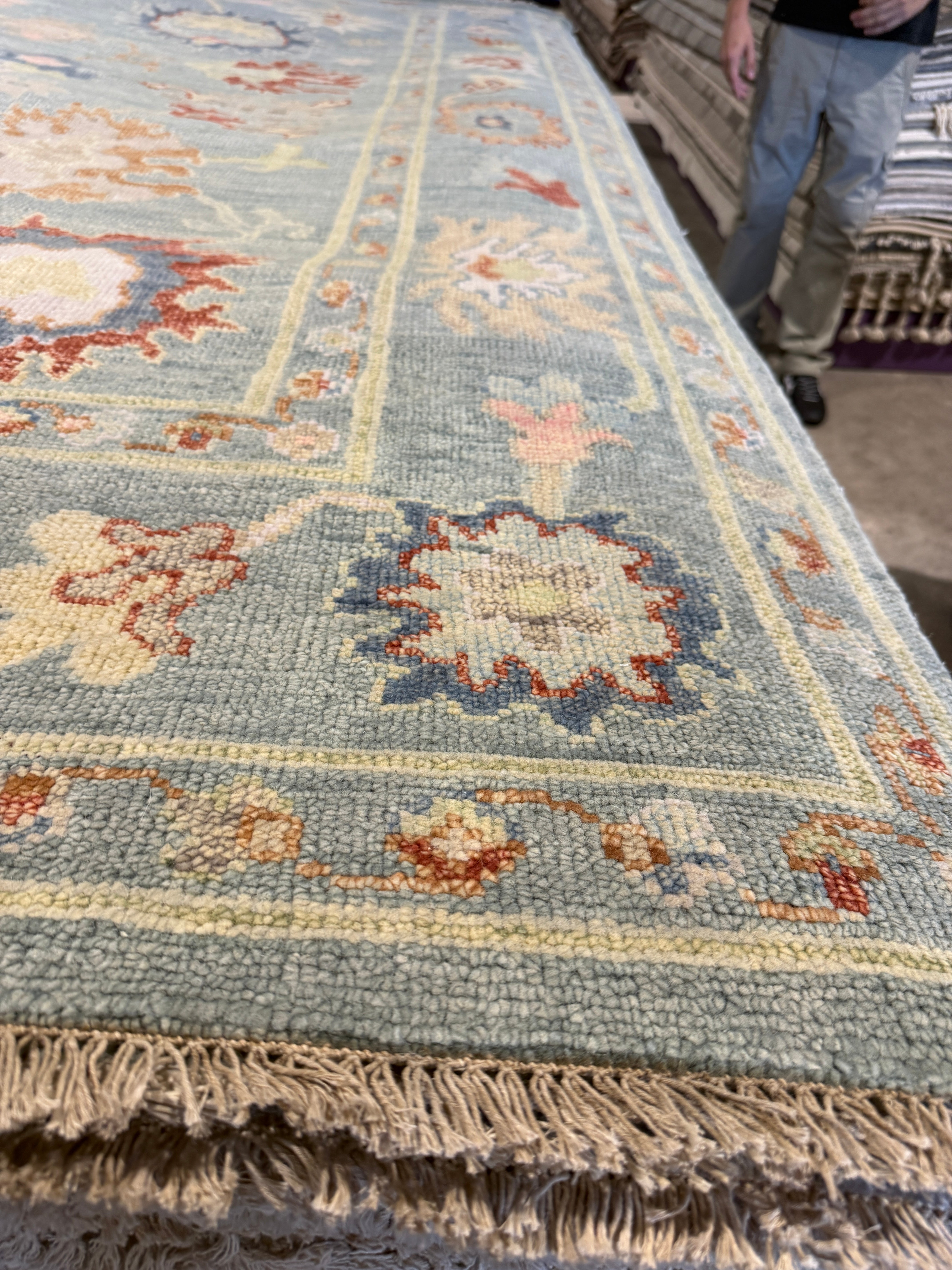 Alison Leiby 8x10 Blue Hand-Knotted Oushak Rug