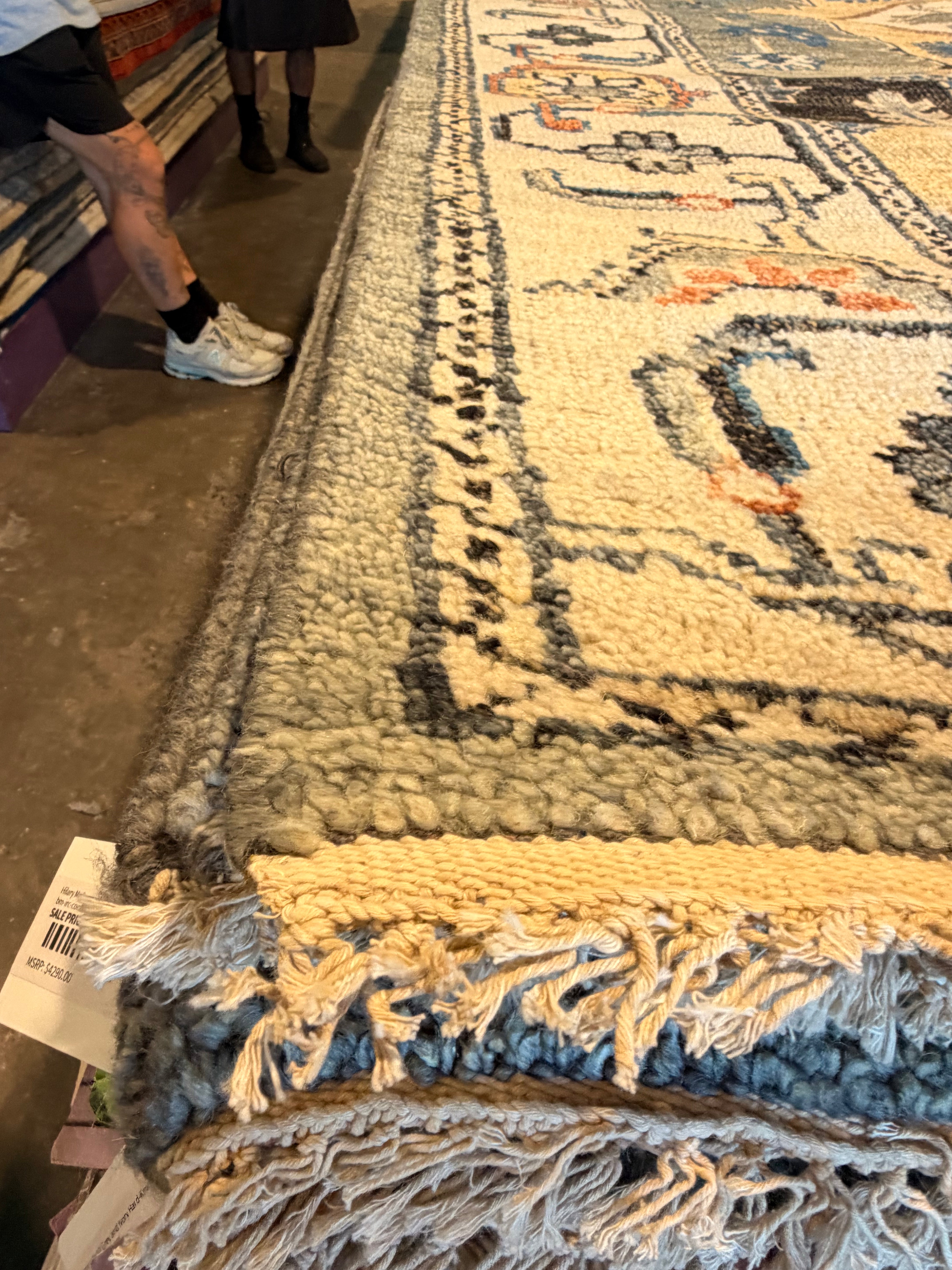 Tiffany 8x10.3 Dark Grey and Ivory Hand-Knotted Oushak Rug