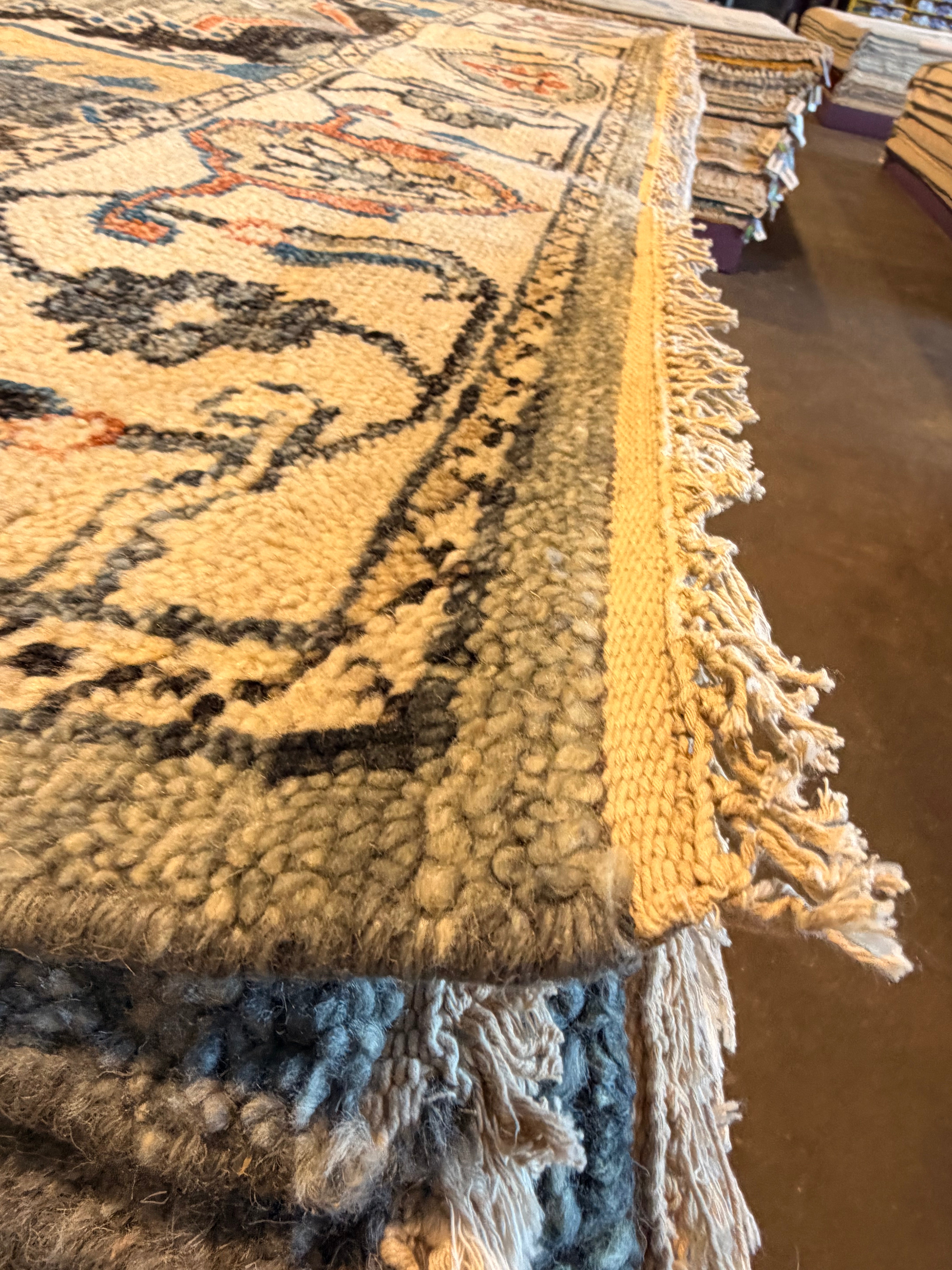 Tiffany 8x10.3 Dark Grey and Ivory Hand-Knotted Oushak Rug