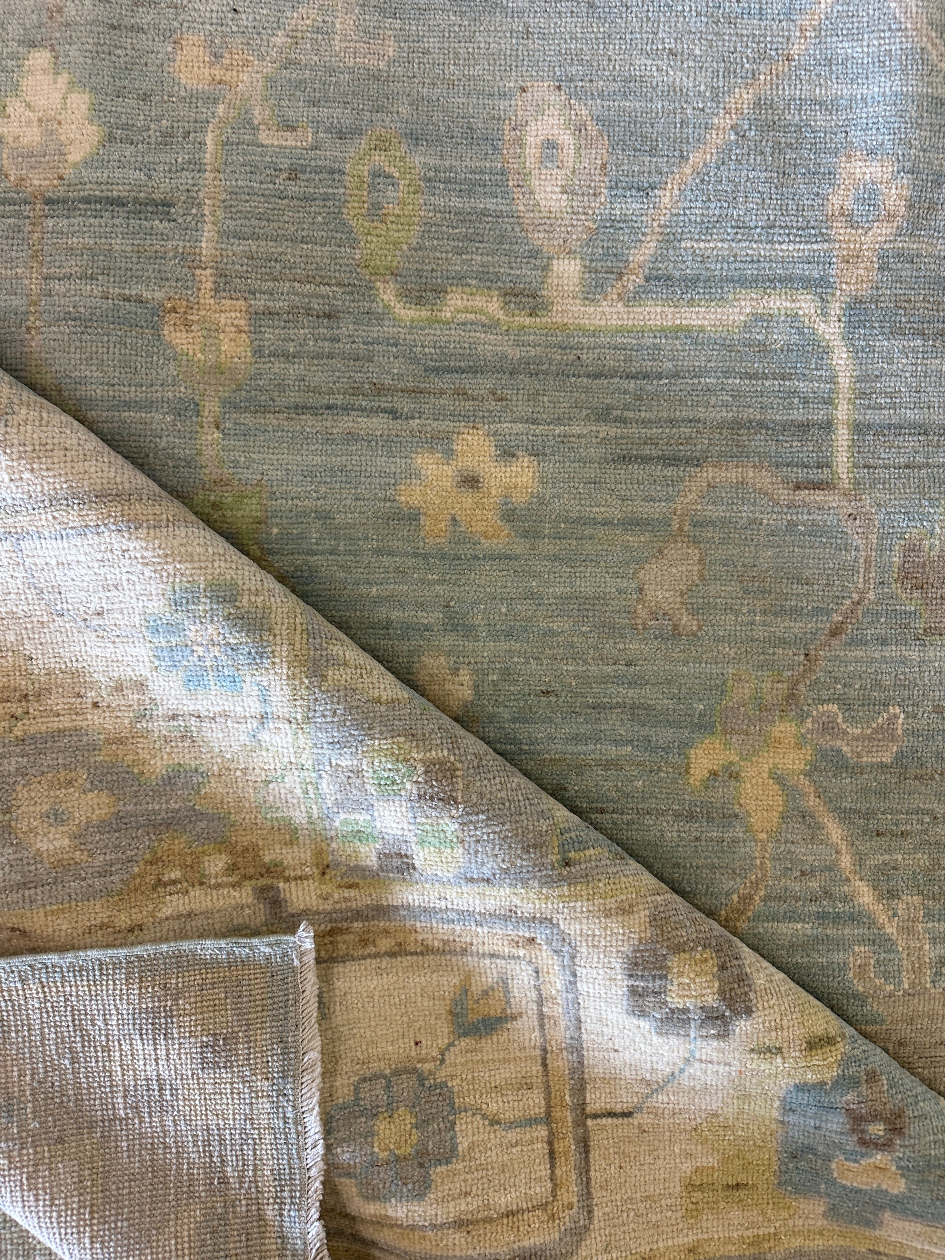 Dr. Samira Mohan 10.2x14 Blue Whitewashed Afghani Oushak