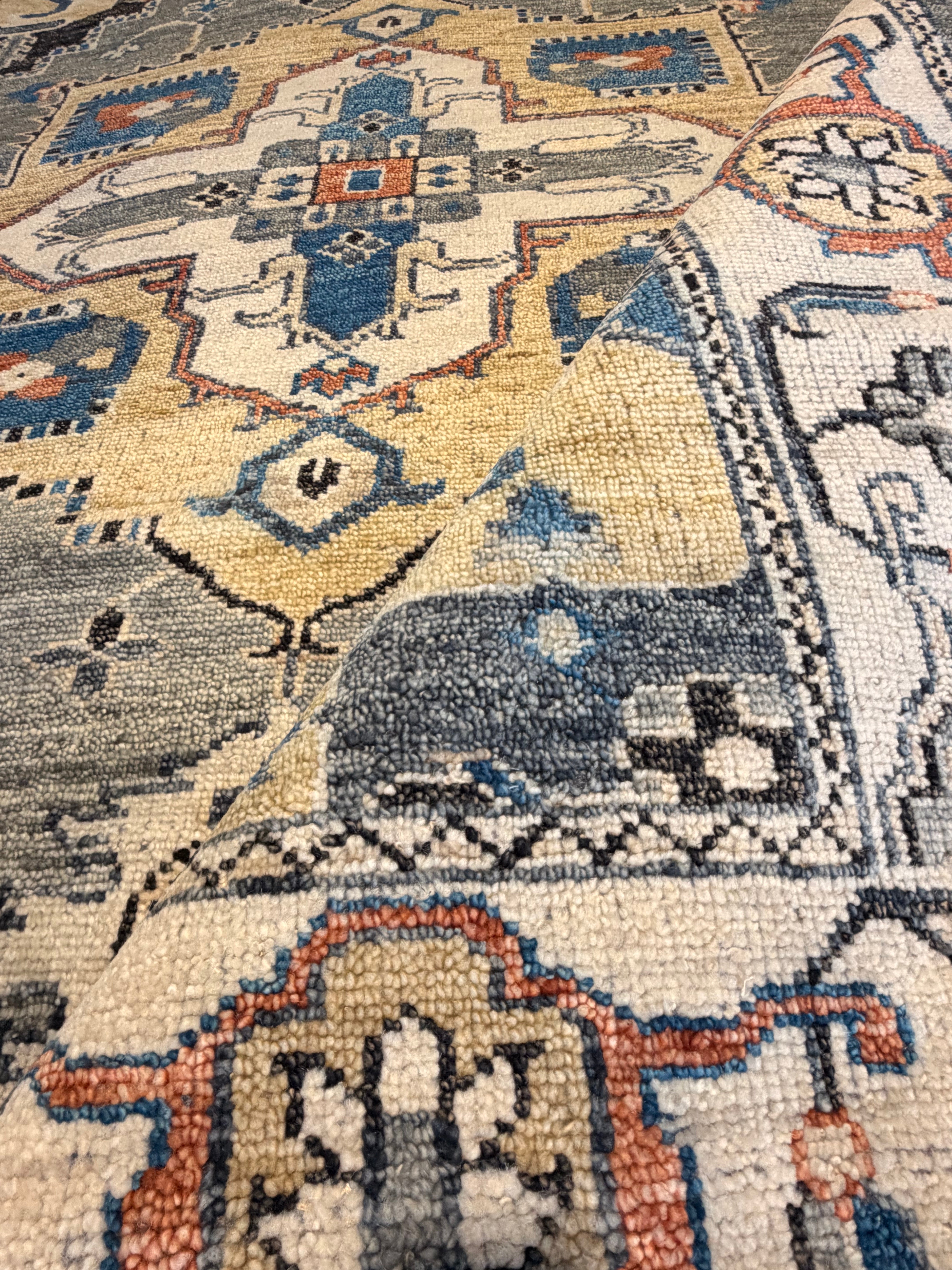 Tiffany 8x10.3 Dark Grey and Ivory Hand-Knotted Oushak Rug