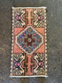 Vintage 1.5x2.9 Pink and Blue Turkish Oushak Small Rug