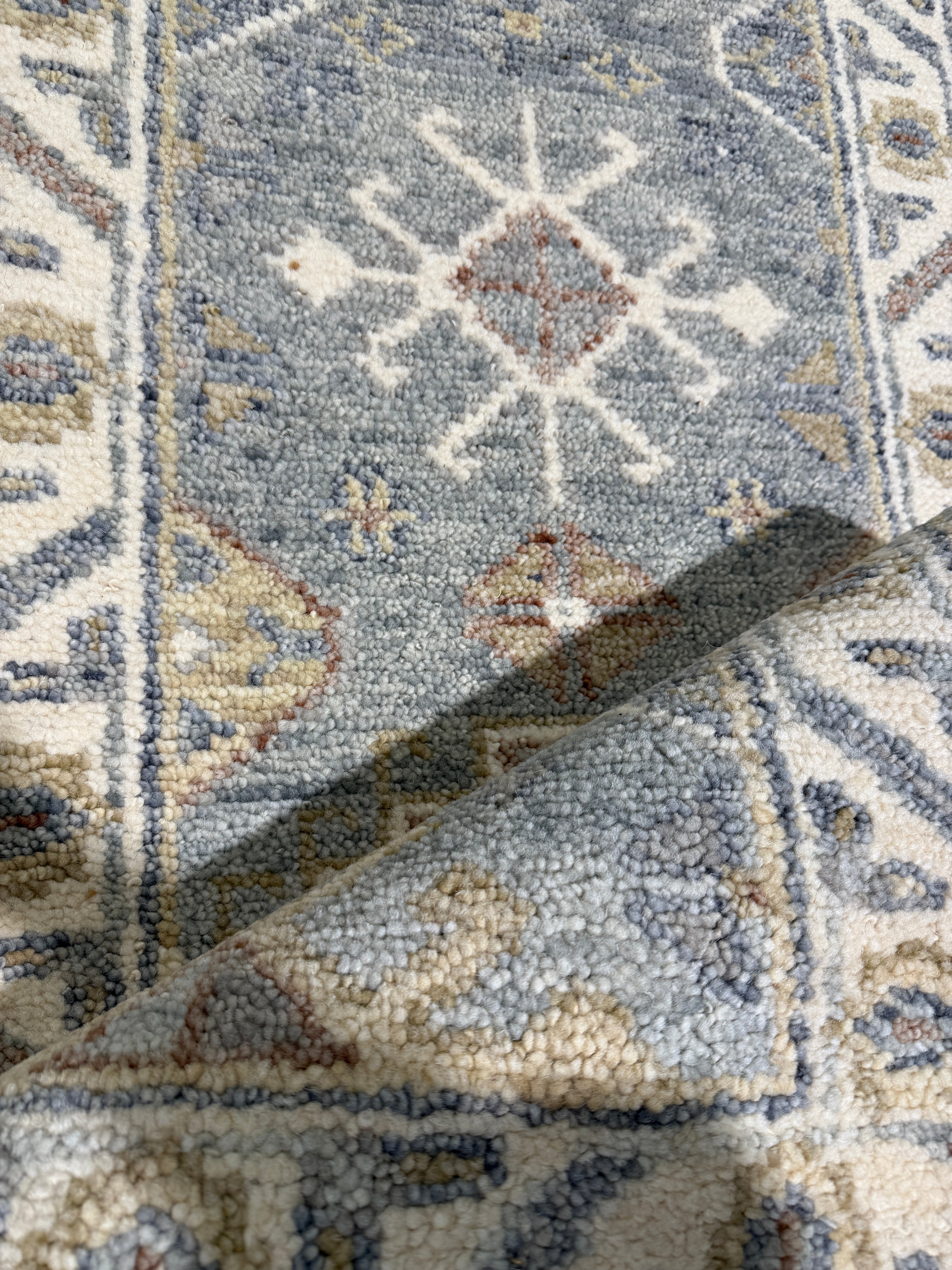 Jessica Hecht Hand-Knotted Grey & Ivory Oushak Runner (Multiple Sizes)