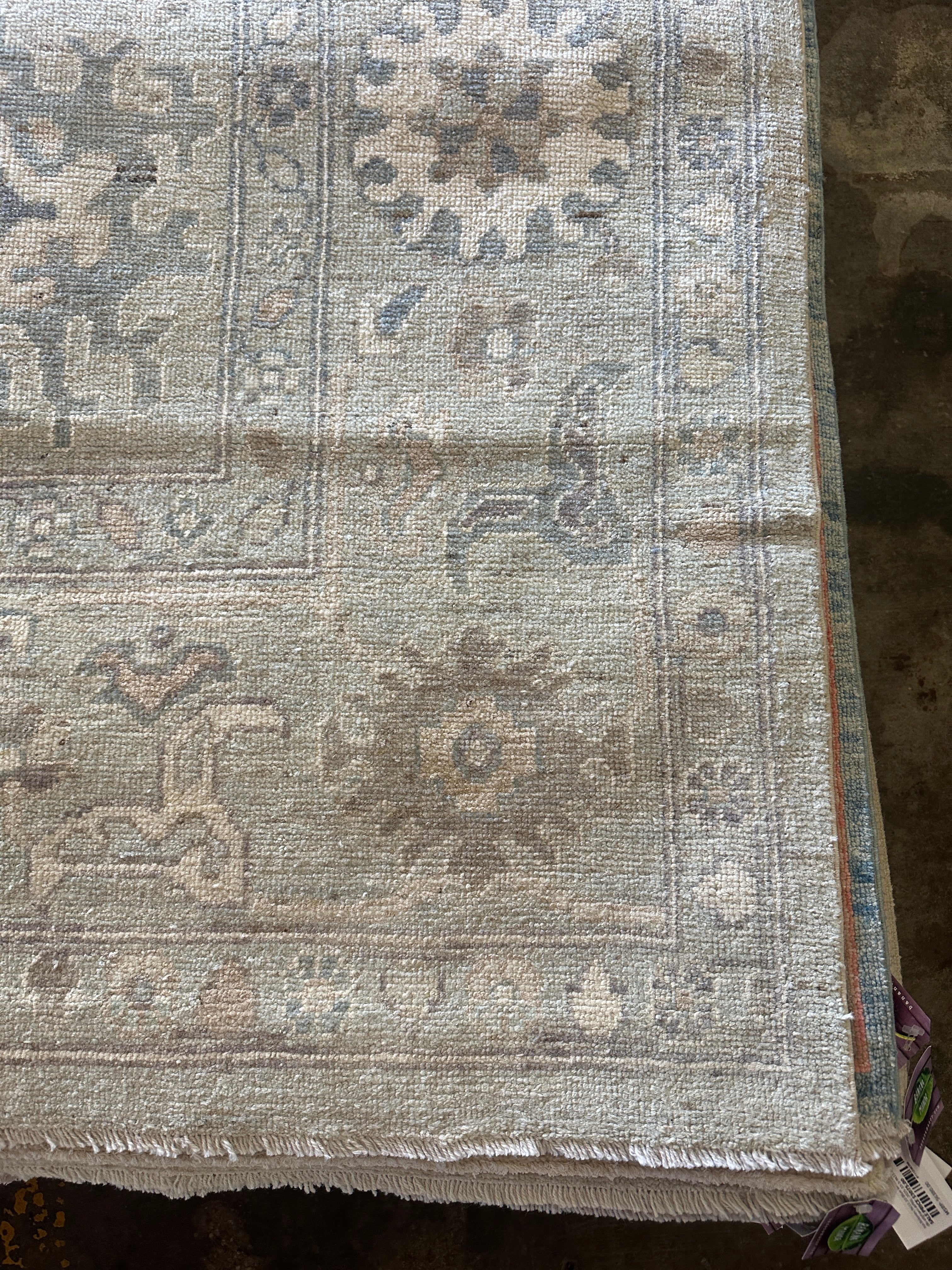 Perlah Alawi 8.11x11.11 Light Blue Whitewashed Afghani Oushak