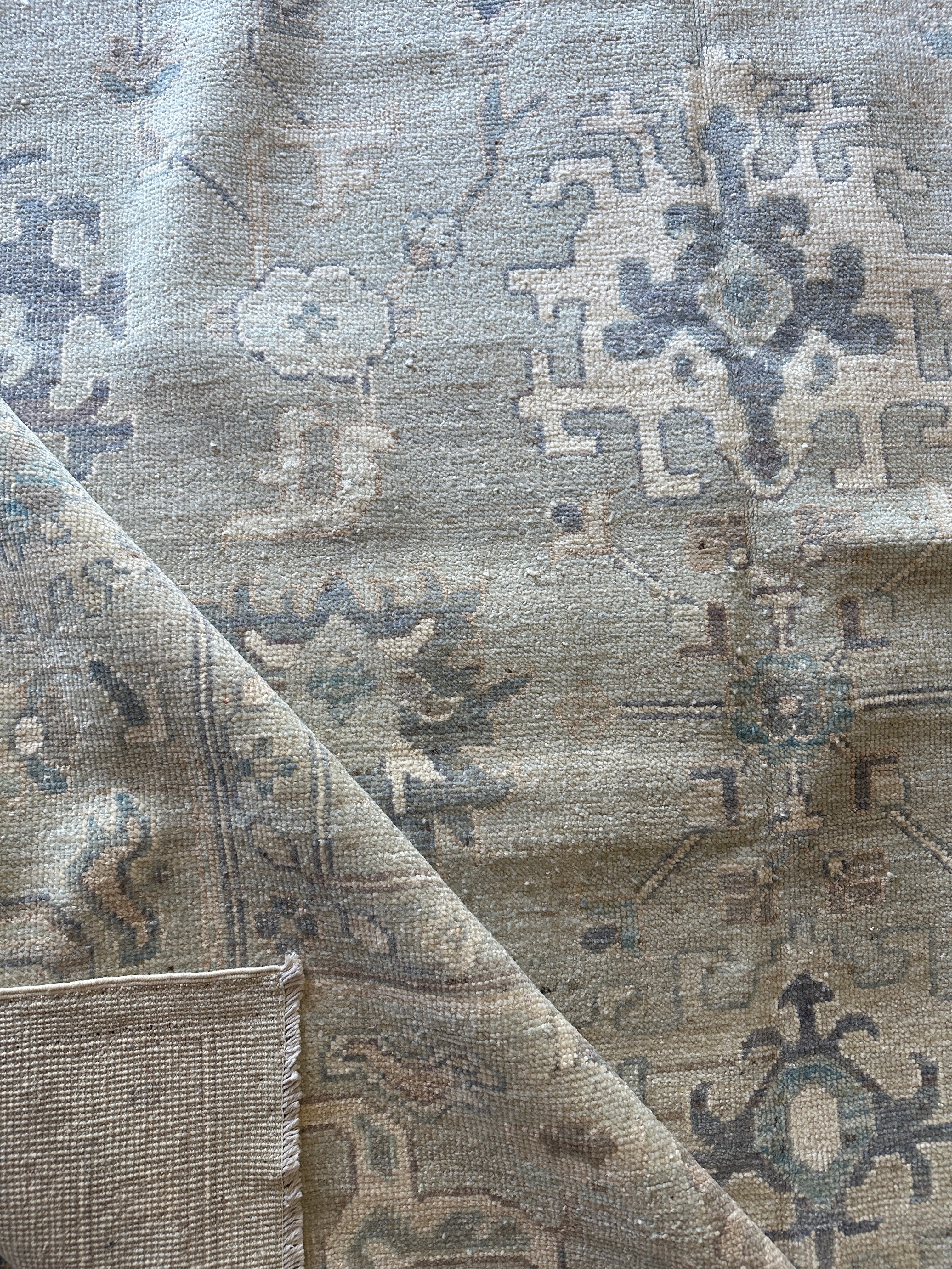 Perlah Alawi 8.11x11.11 Light Blue Whitewashed Afghani Oushak