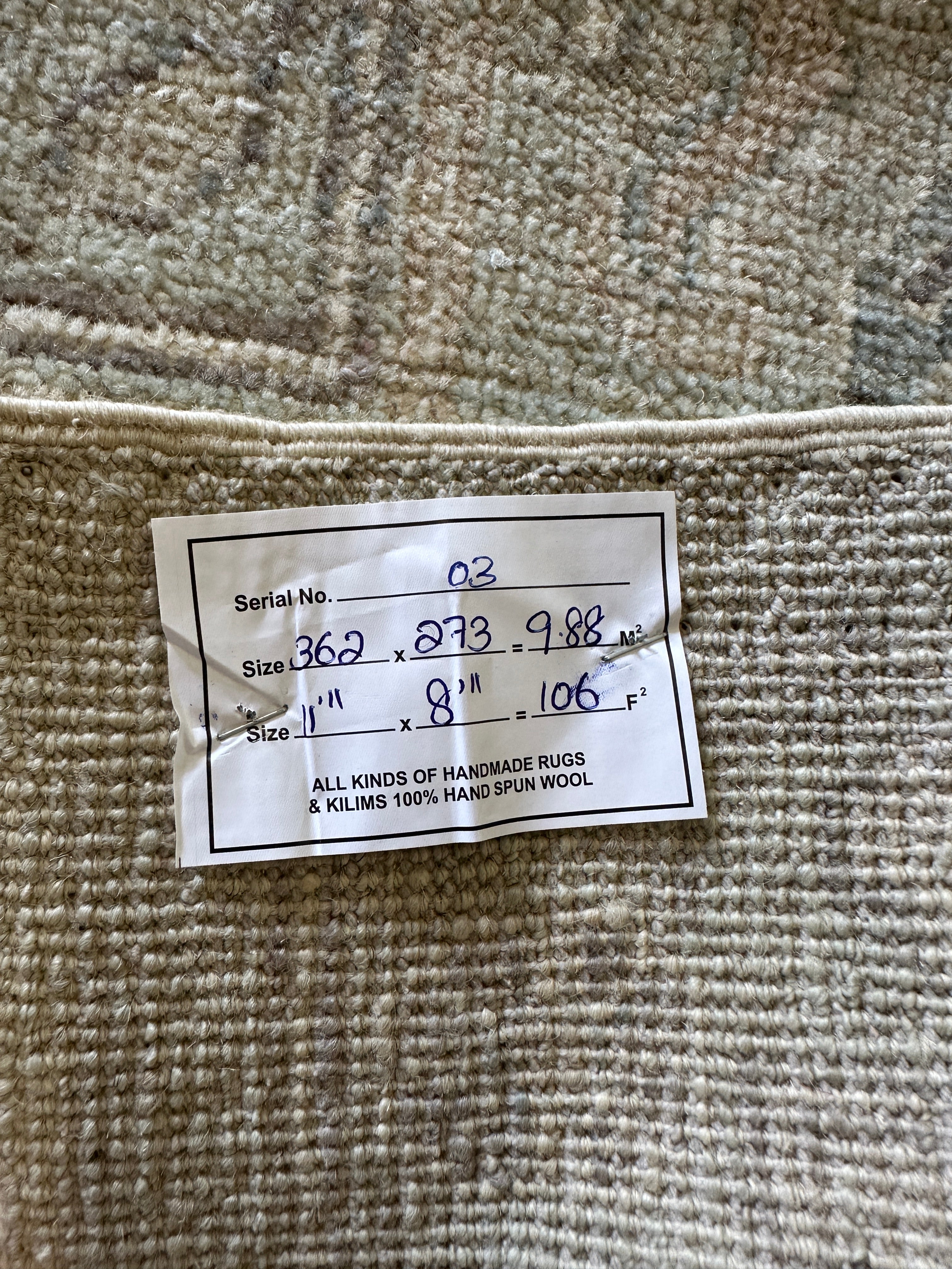 Perlah Alawi 8.11x11.11 Light Blue Whitewashed Afghani Oushak