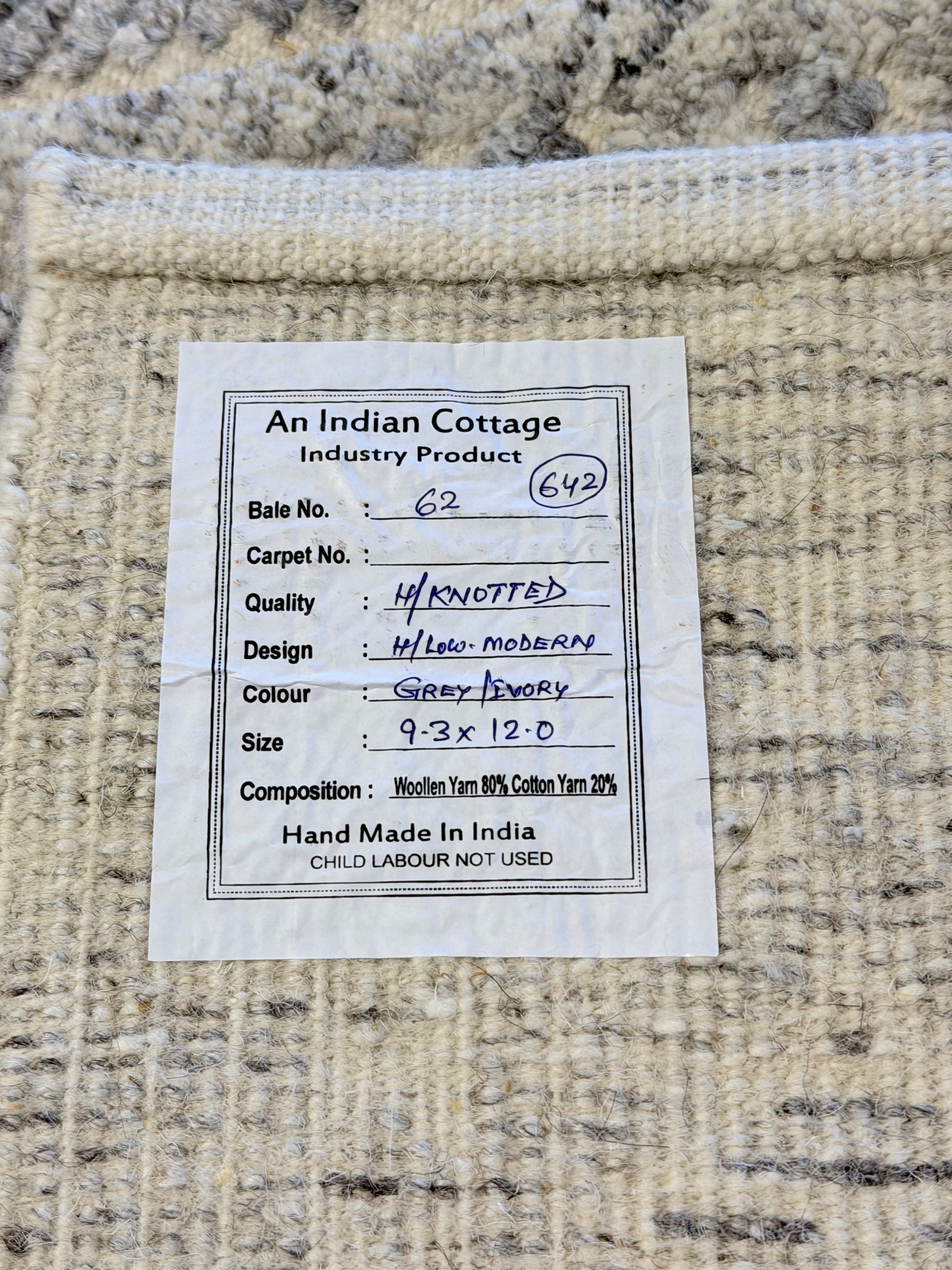 Werner 9.3x12 Hand-Knotted Grey & Silver Modern