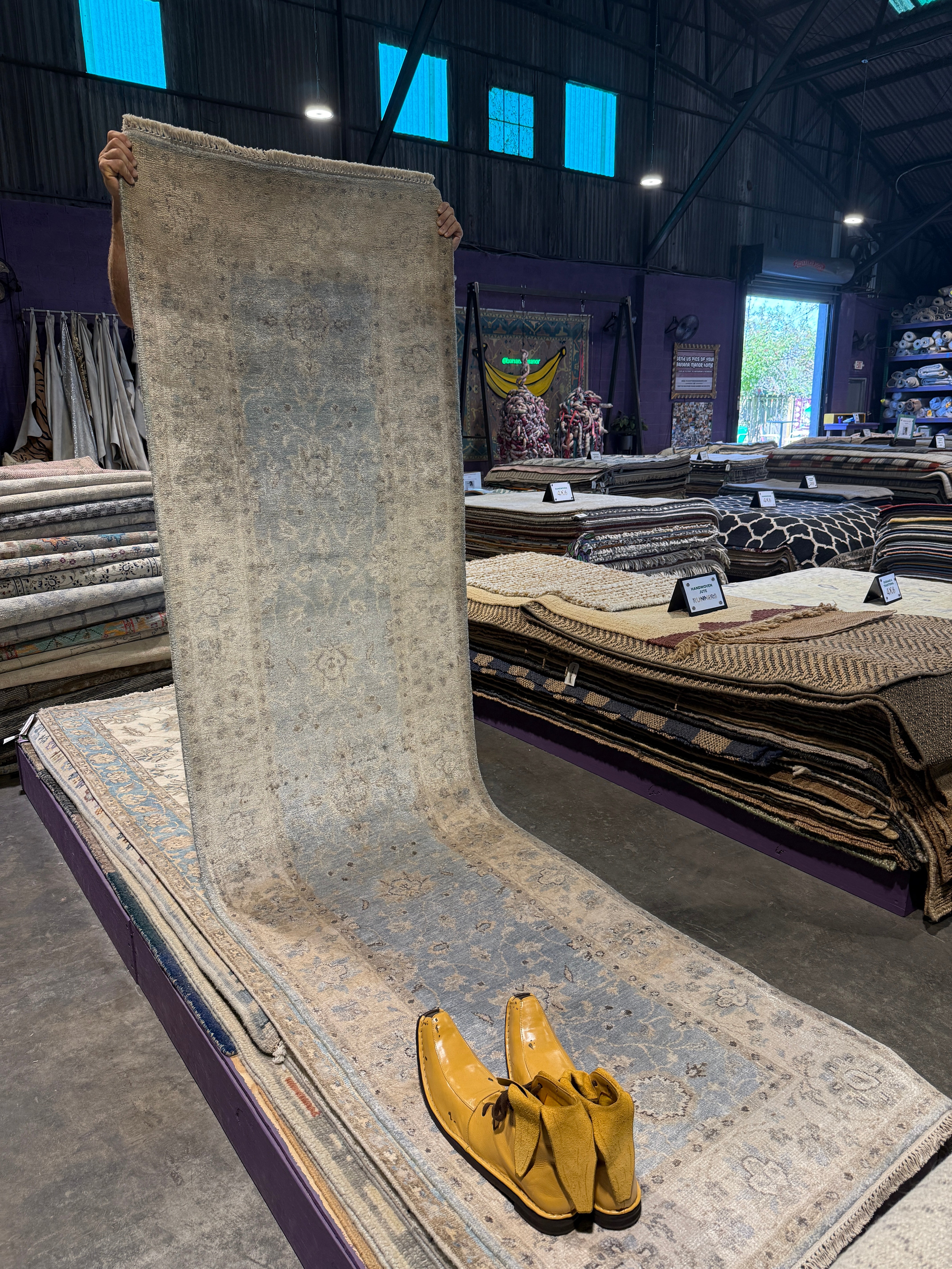 Lisa Matthews 2.9x9.9 Blue & Silver Hand-Knotted Oushak CLEARANCE