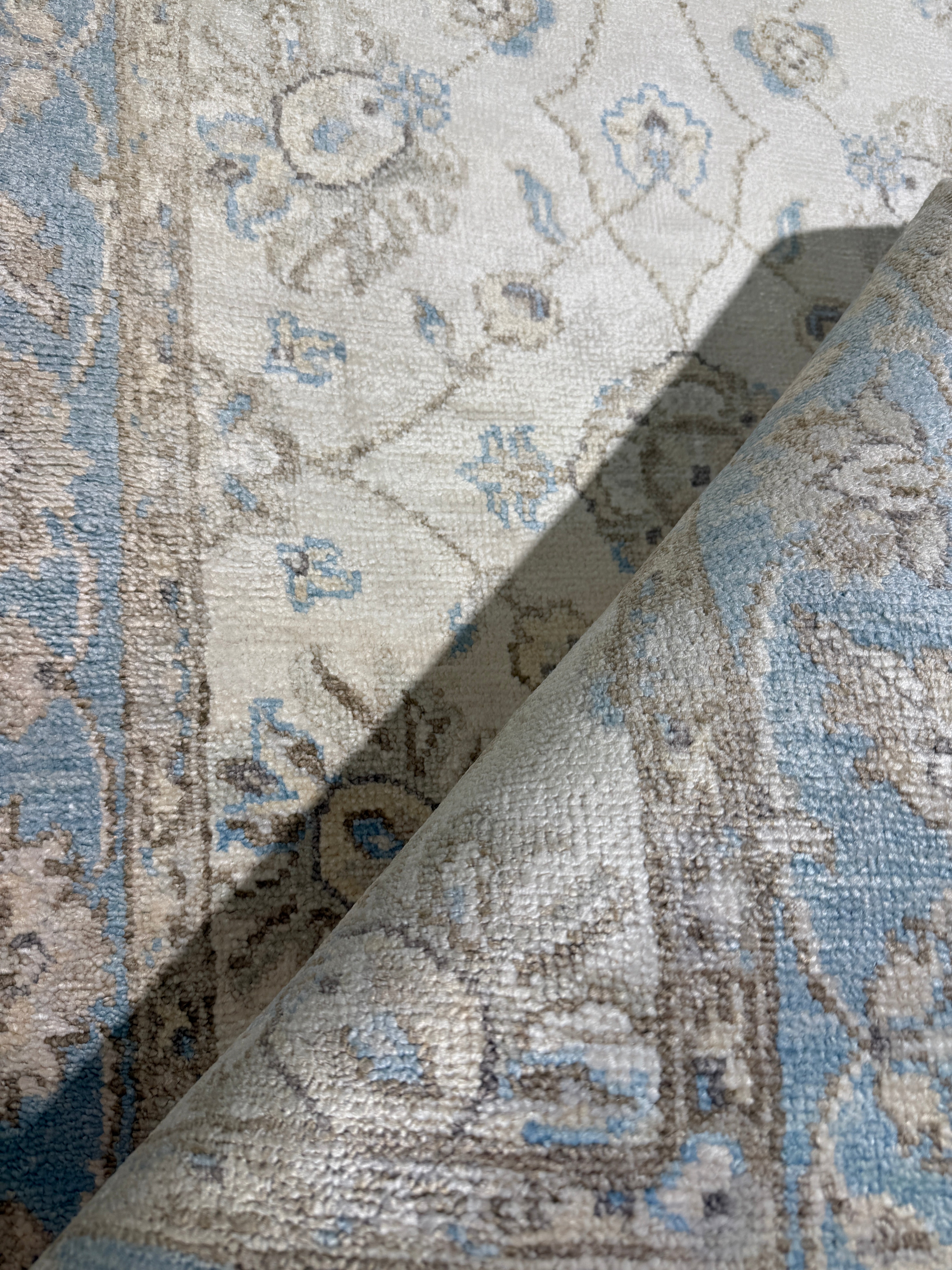 Bobbye 2.9x9.9 Hand-Knotted Silver & Aqua Oushak CLEARANCE