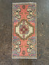 Vintage 1.5x3.3 Pink and Blue Turkish Oushak Small Rug