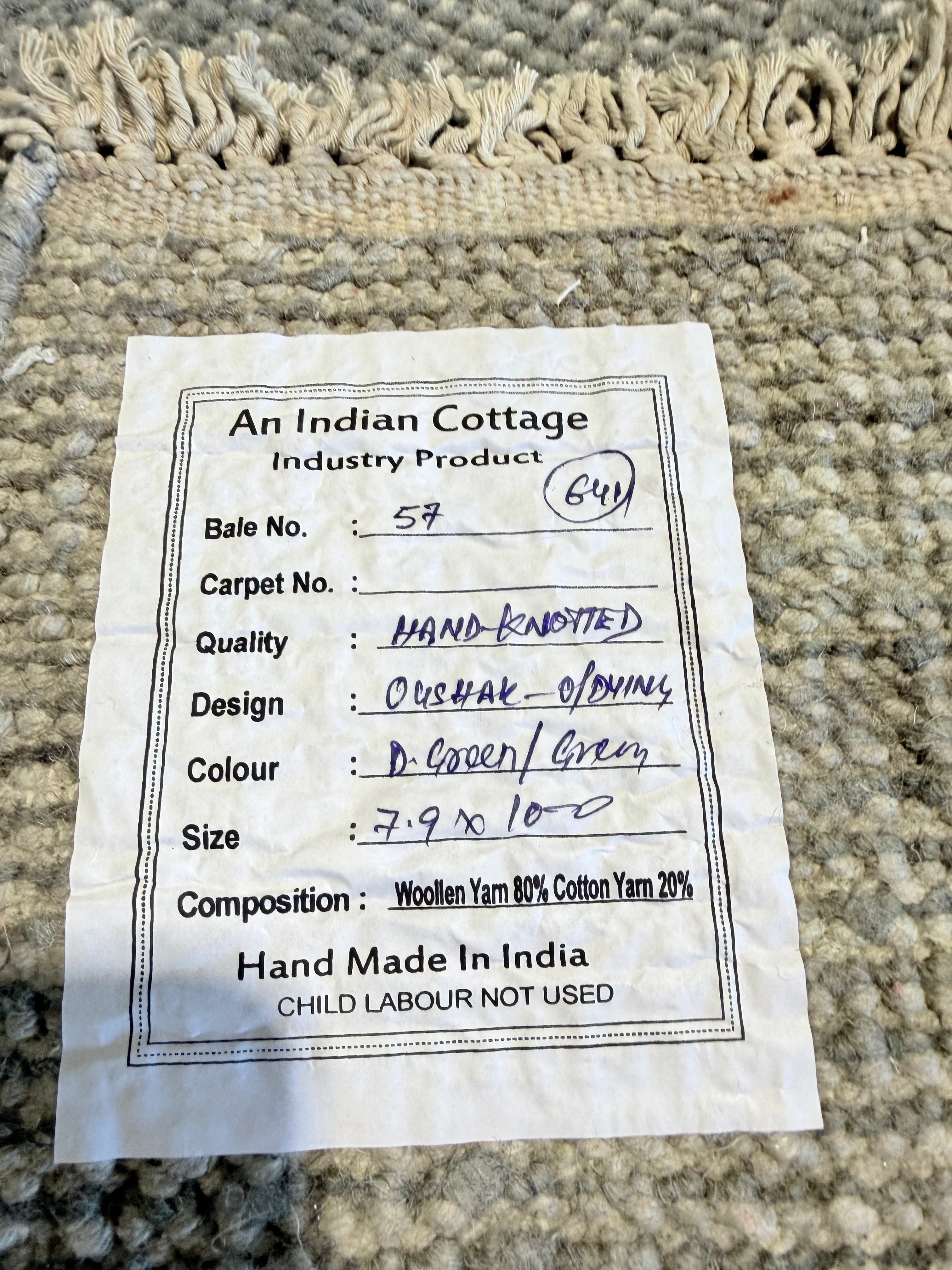 Daliah 7.9x10 Dark Grey Hand-Knotted Oushak