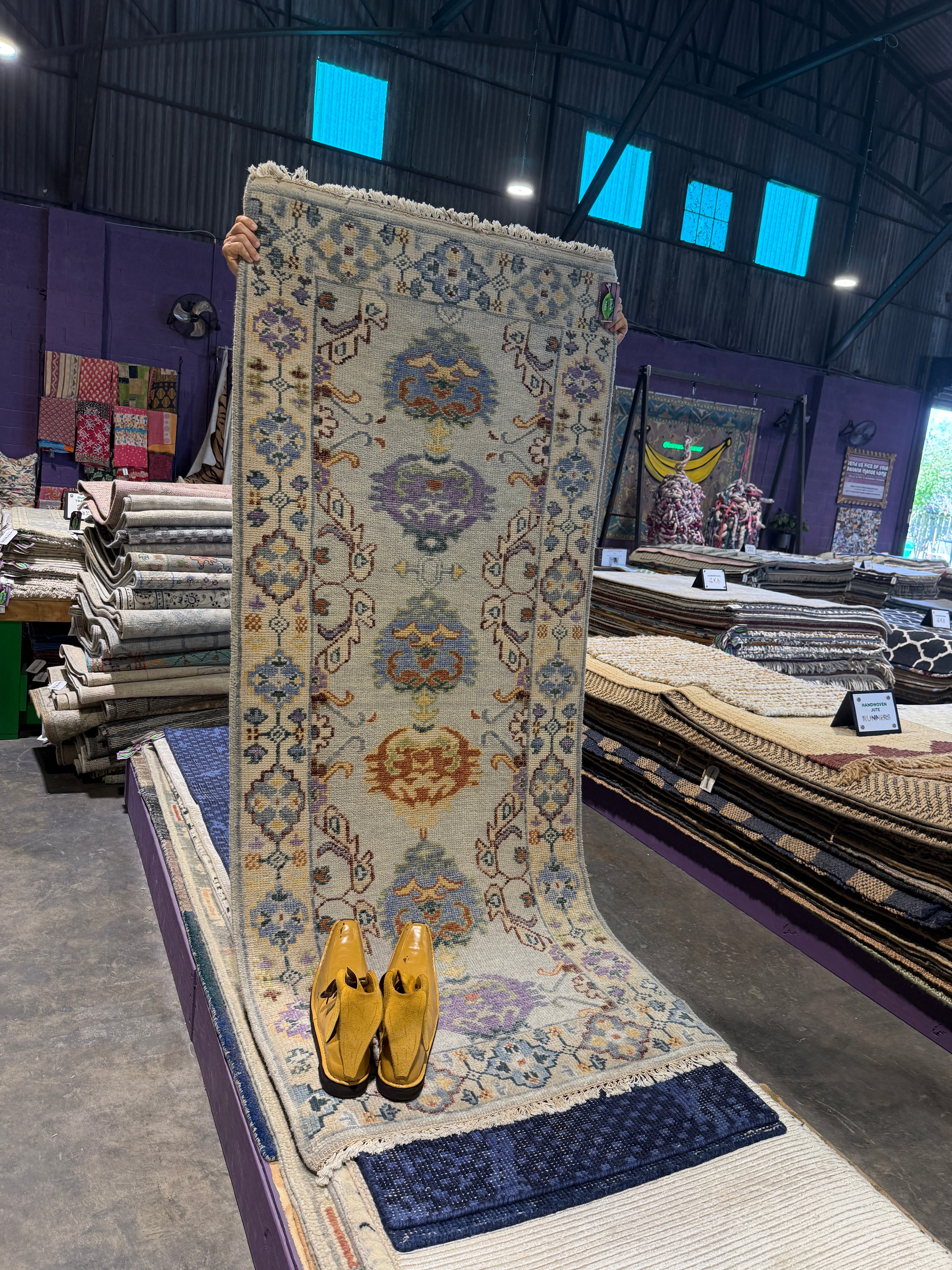 Anna Shaw 2.8x6.8 Light Blue Hand-Knotted Oushak Runner