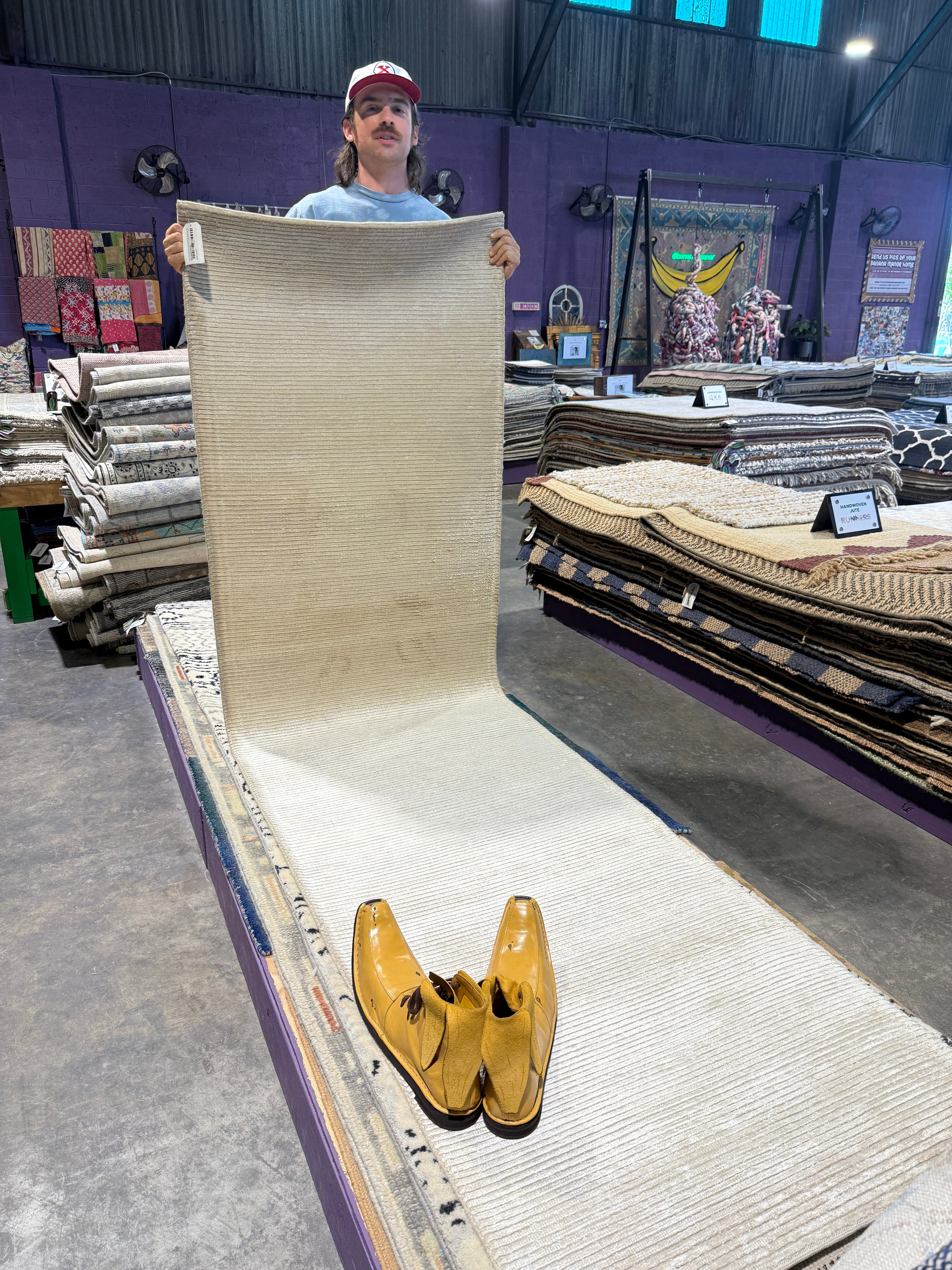 Jean Hersholt 2.6x9.9 Silver and Beige Hand-Knotted Runner Rug CLEARANCE