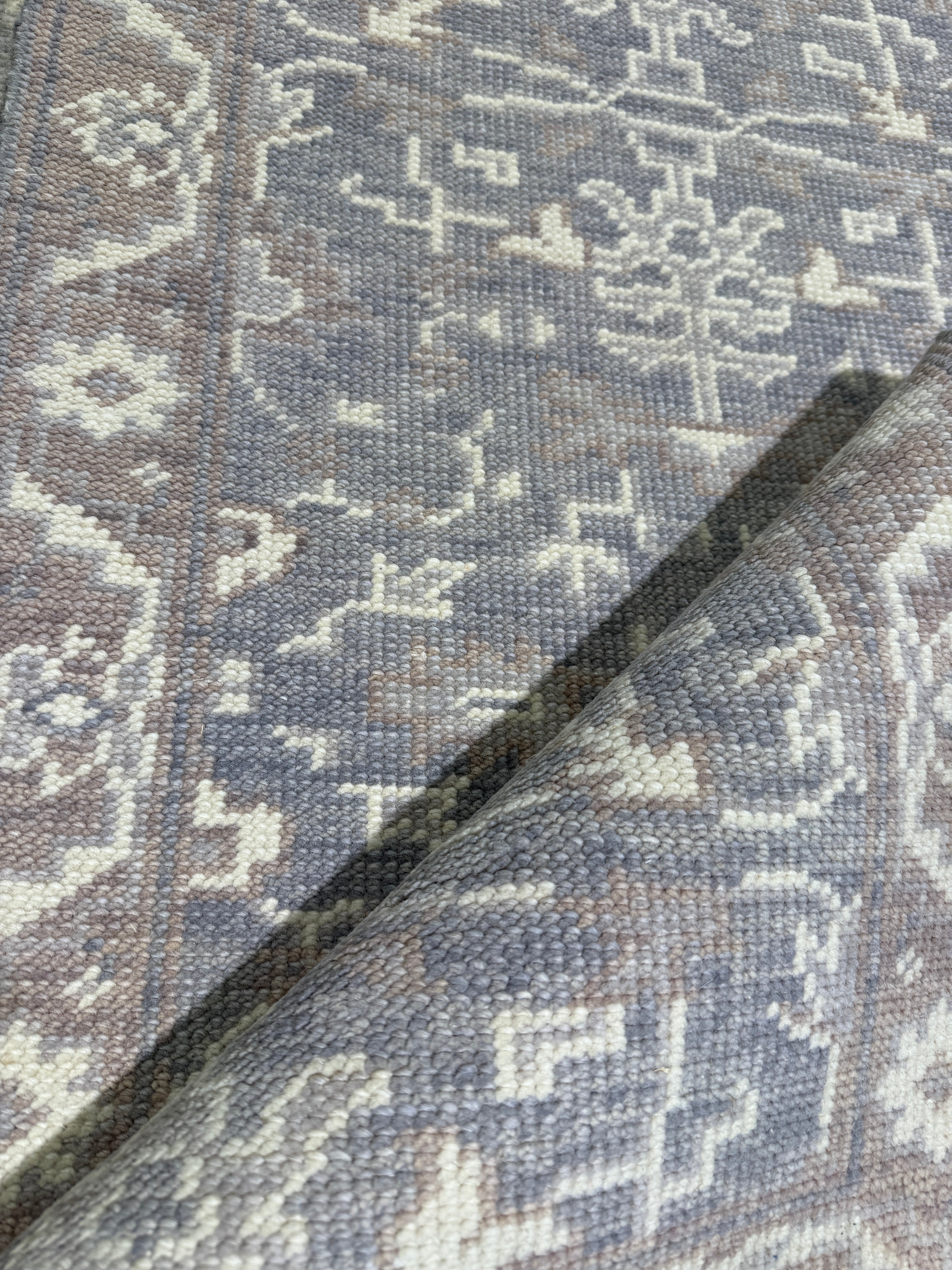 Kathleen Duborg 2.9x9.9 Grey Hand-Knotted Oushak Runner