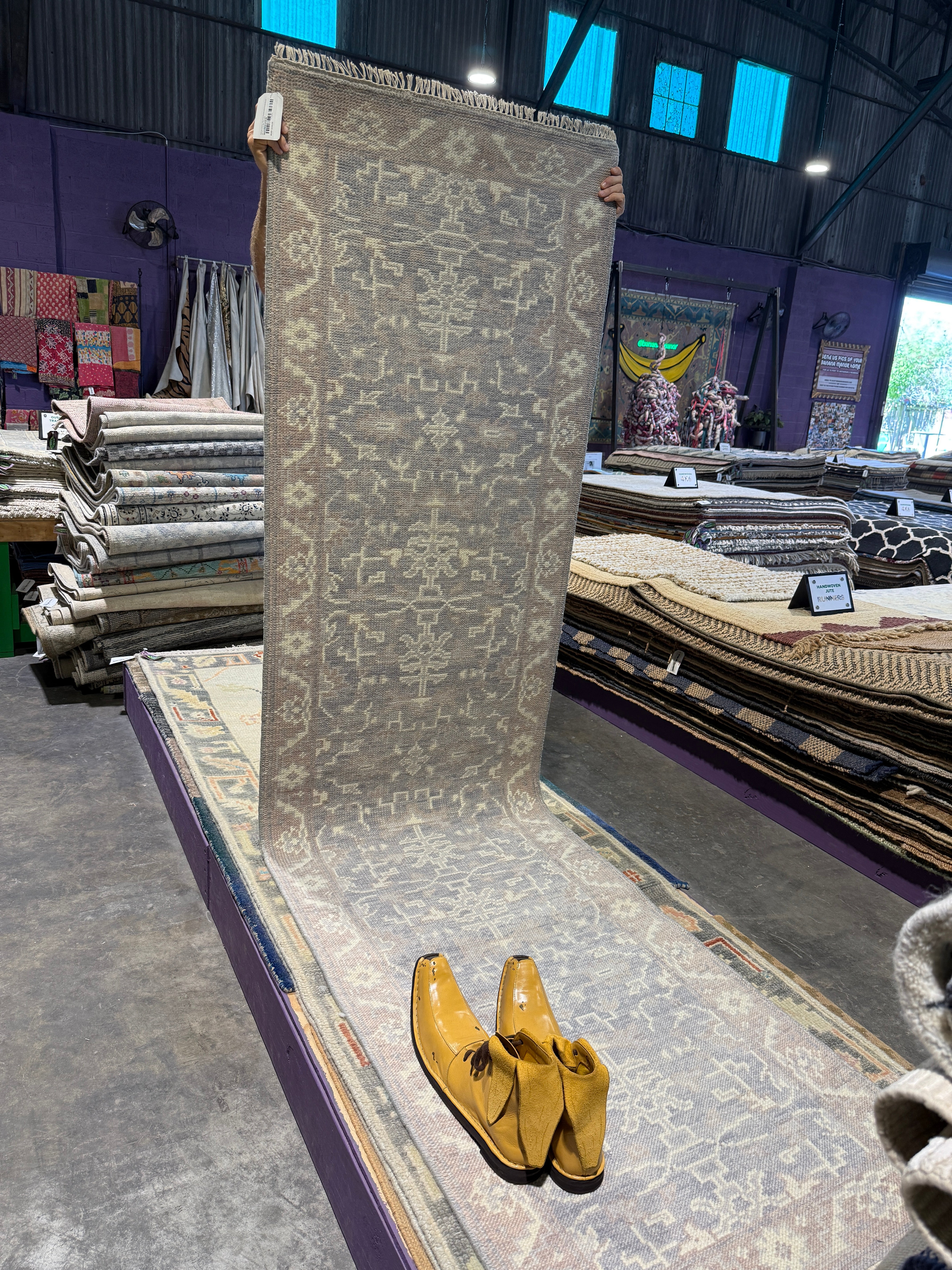 Kathleen Duborg 2.9x9.9 Grey Hand-Knotted Oushak Runner