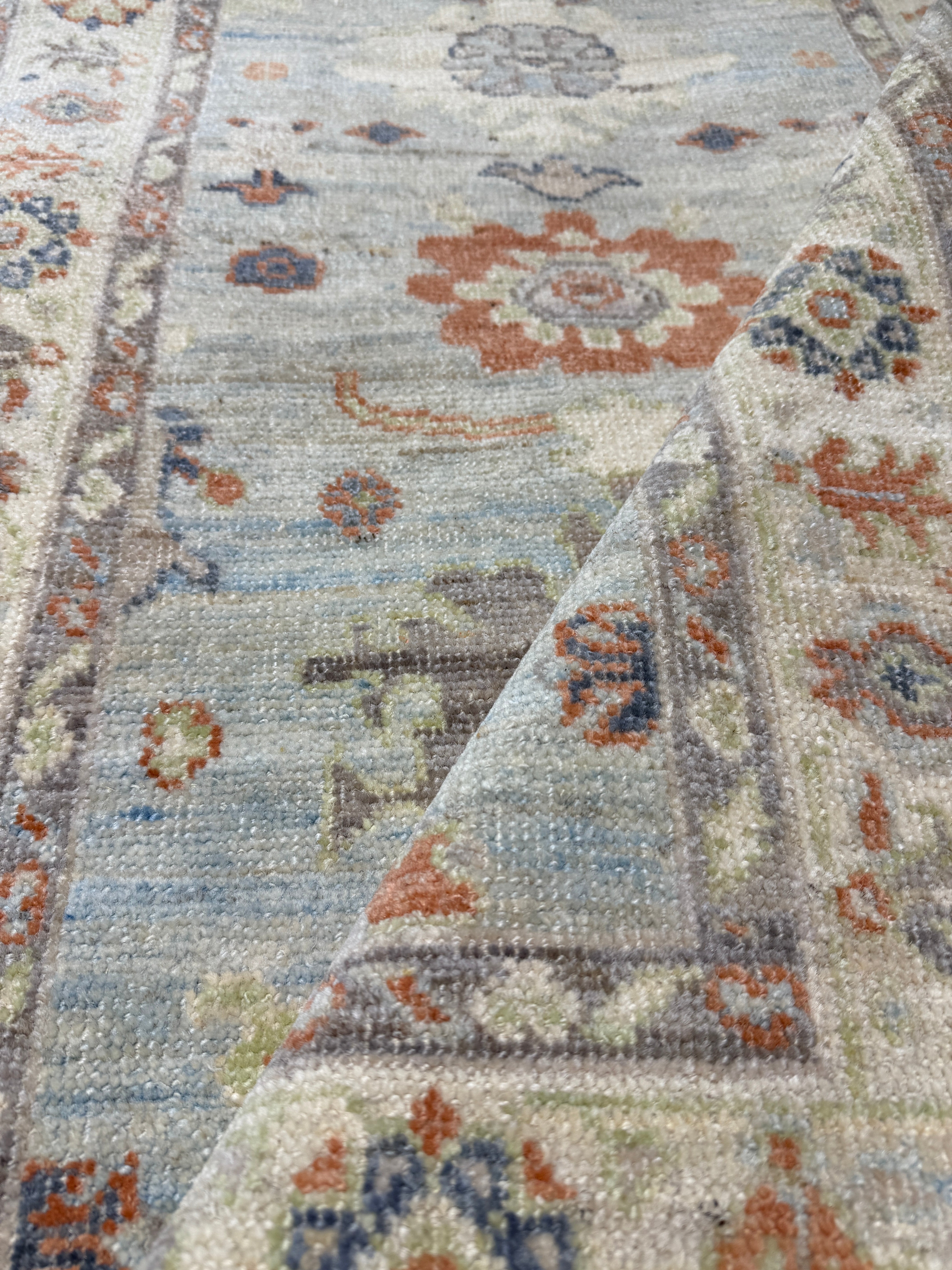 Morticia Addams 2.10x15 Colorful Afghani Whitewashed Oushak Runner