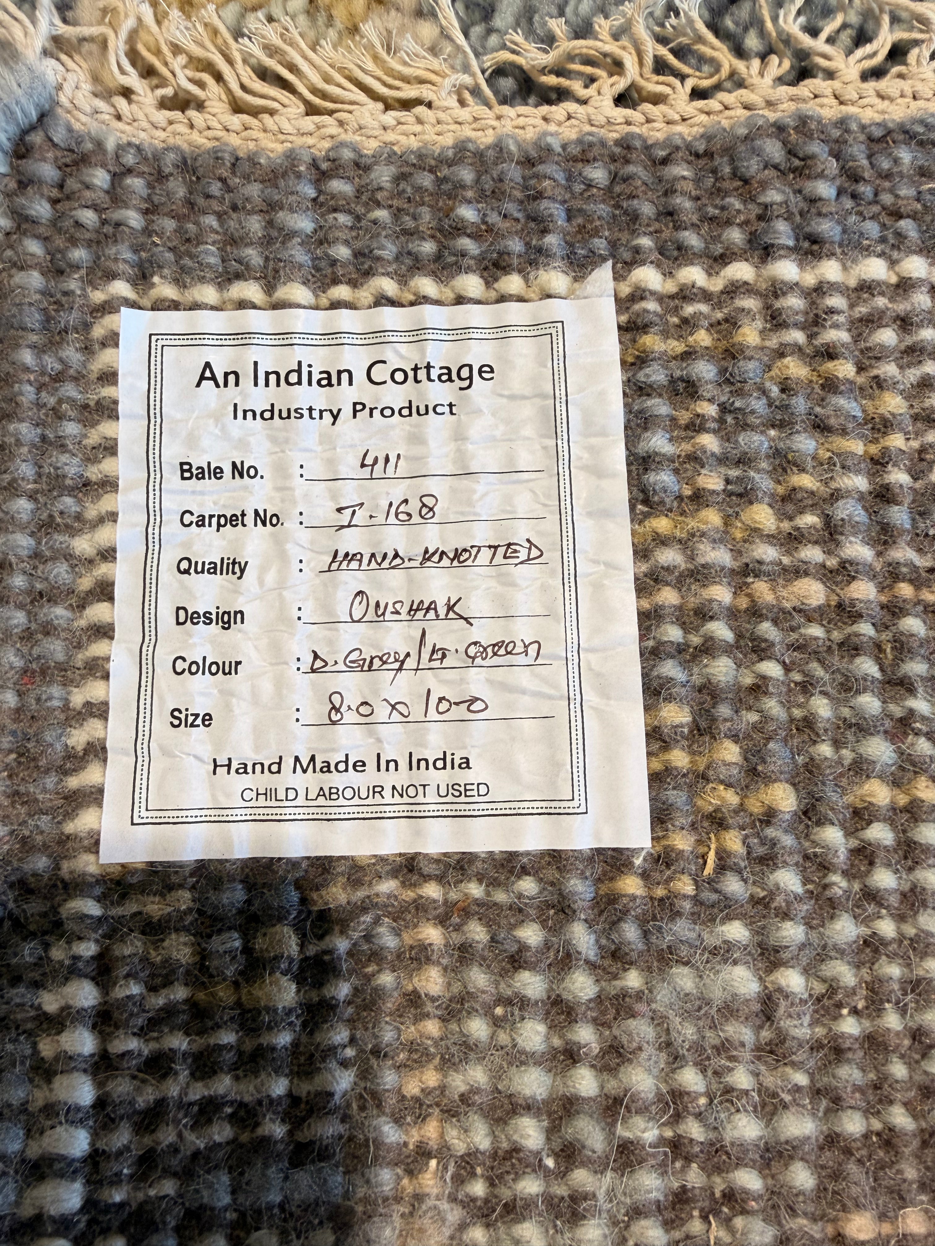 Chelsea 8x10 Dark Grey Hand-Knotted Oushak Rug