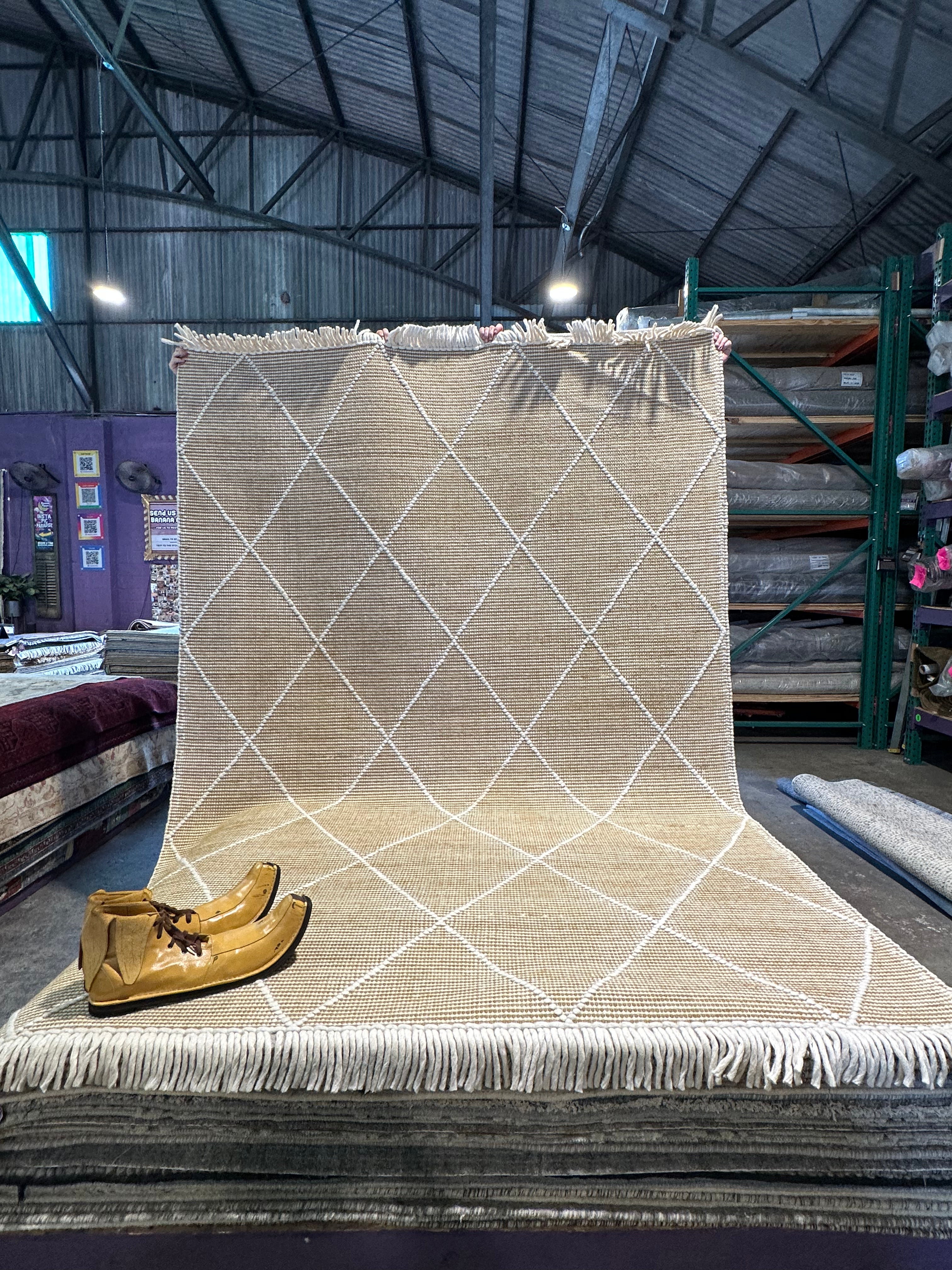 Jacob Rapini 6.9x9.3 Gold Handwoven Modern Rug