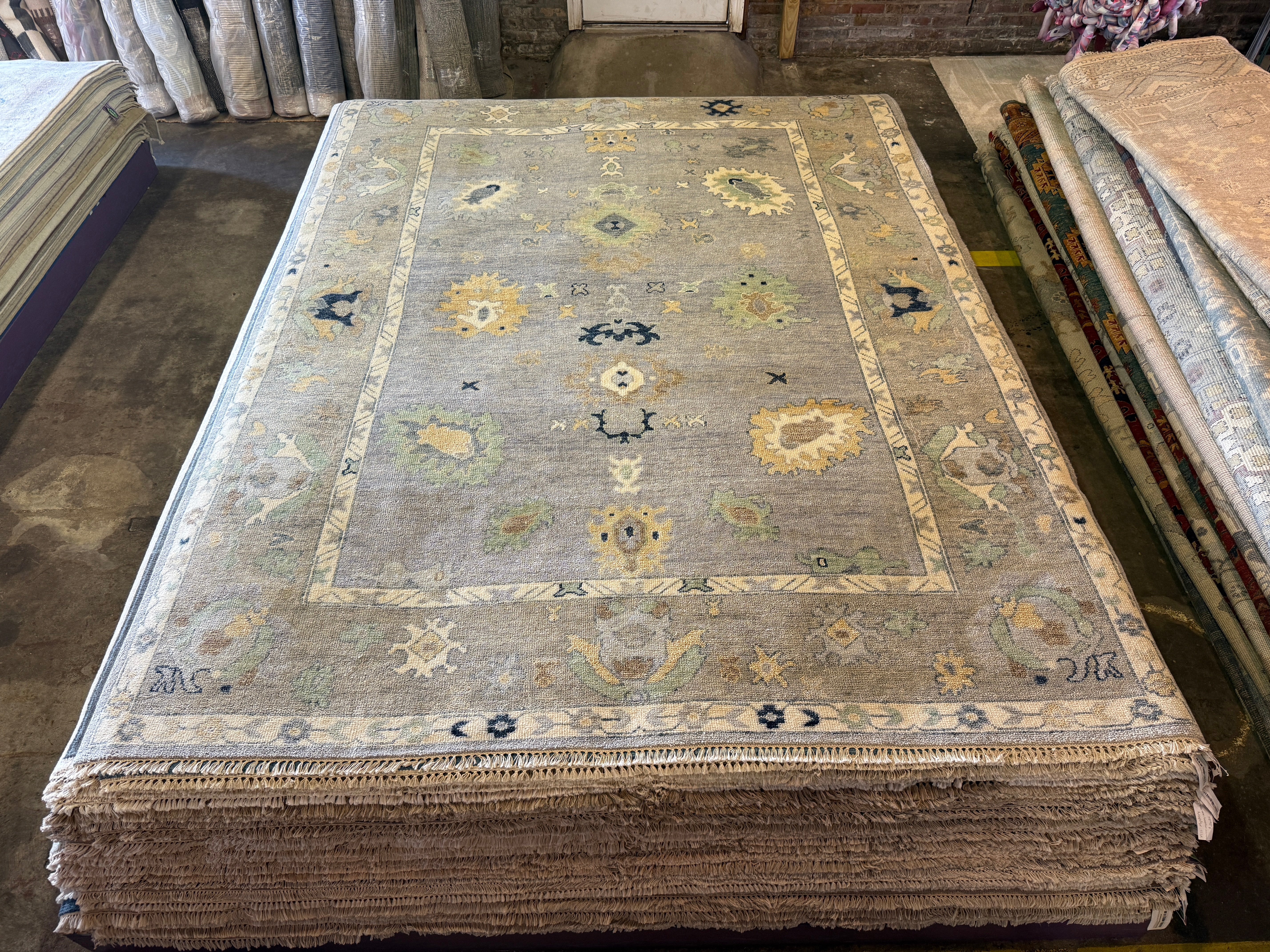 Lauren Hutton 9x12 Grey and Tan Hand-Knotted Oushak Rug