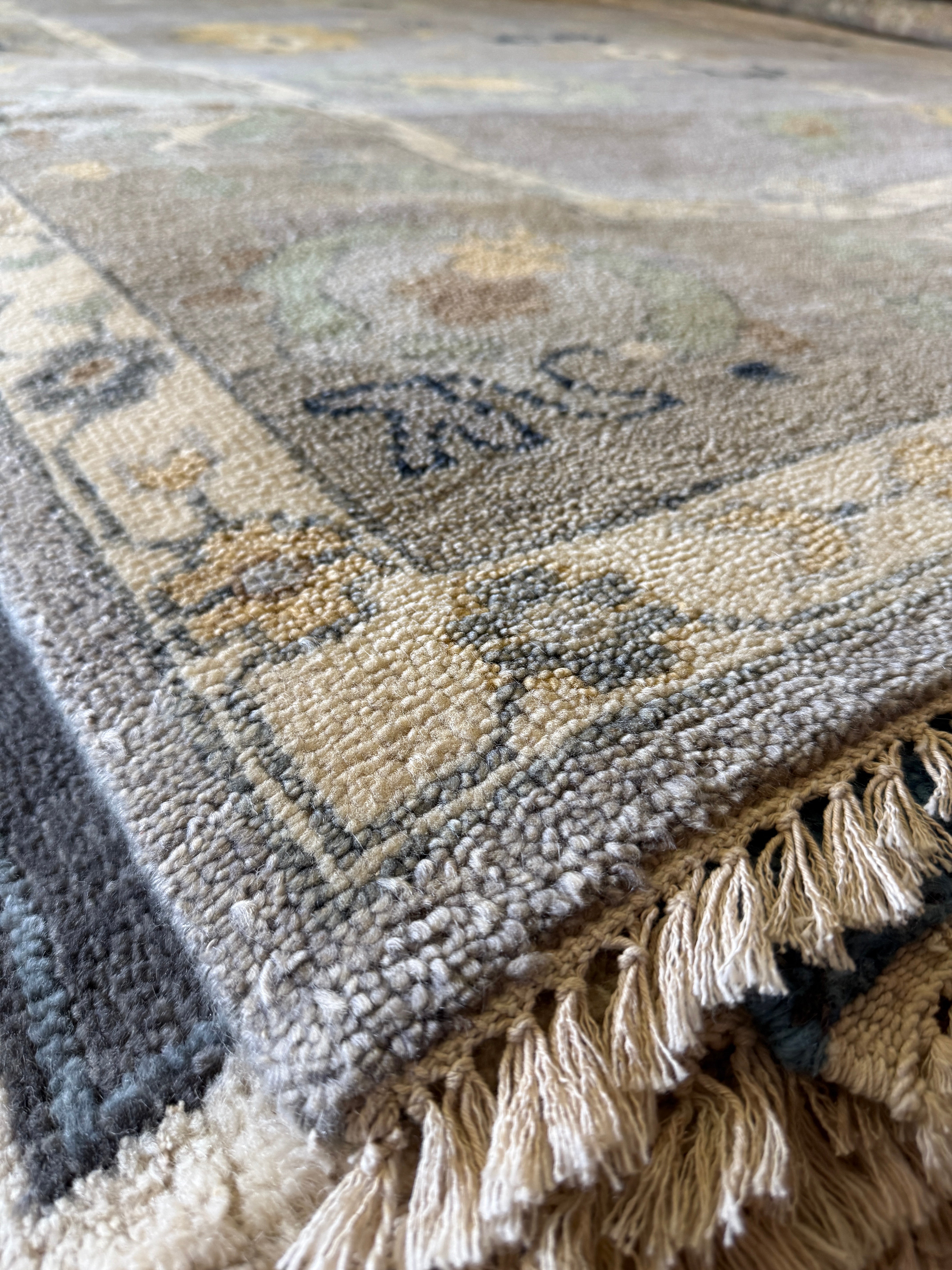 Lauren Hutton 9x12 Grey and Tan Hand-Knotted Oushak Rug