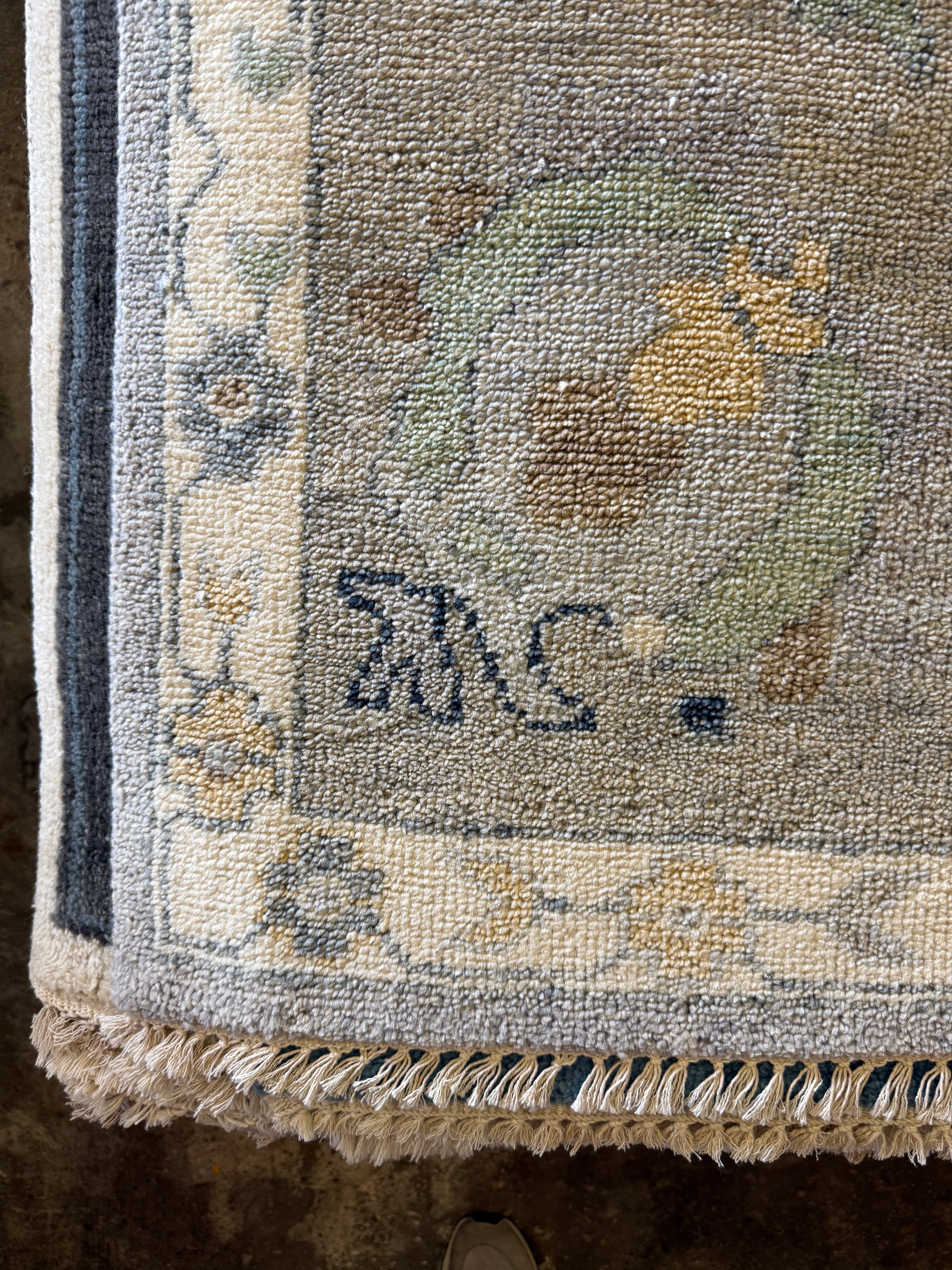 Lauren Hutton 9x12 Grey and Tan Hand-Knotted Oushak Rug