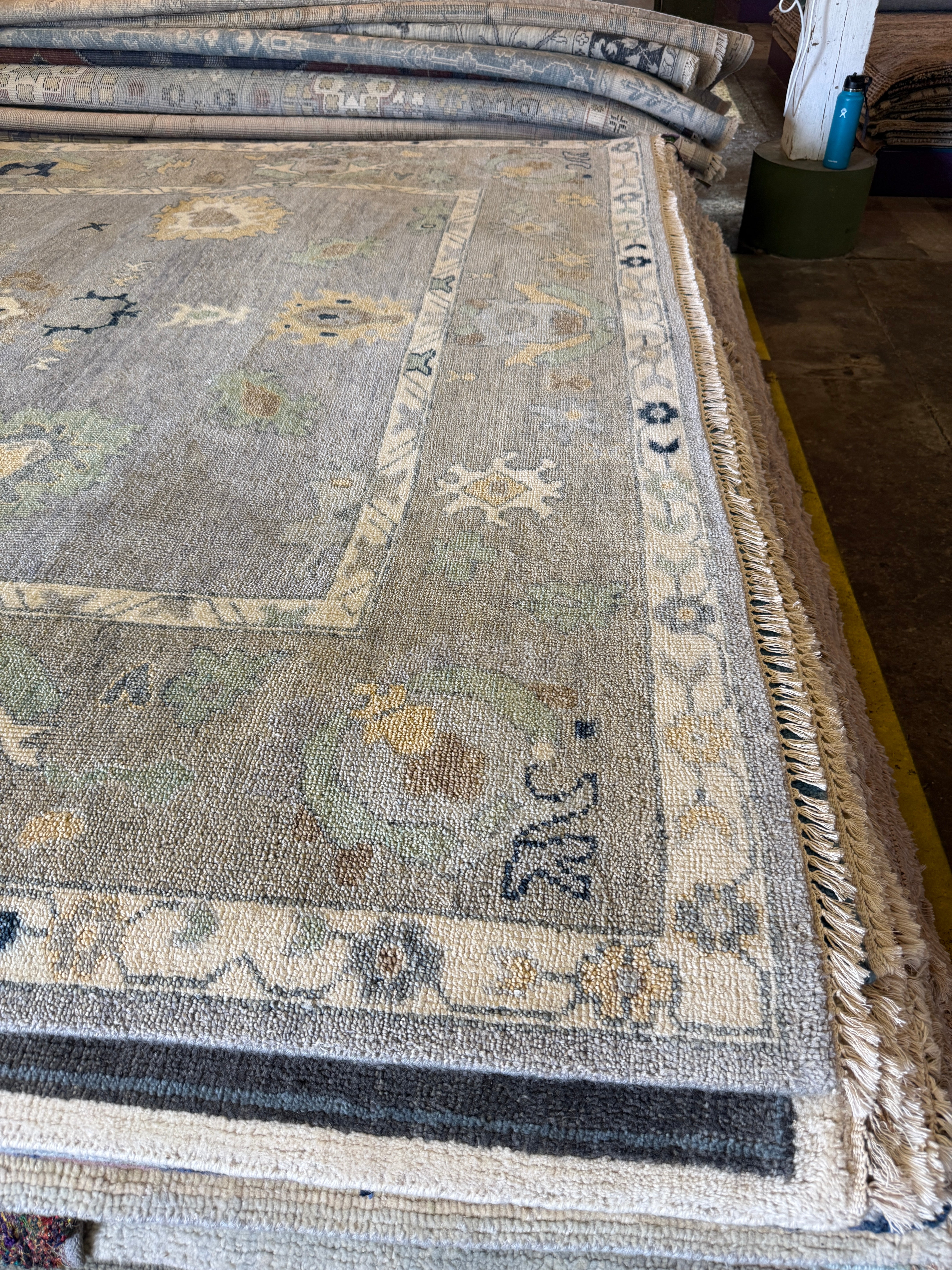 Lauren Hutton 9x12 Grey and Tan Hand-Knotted Oushak Rug