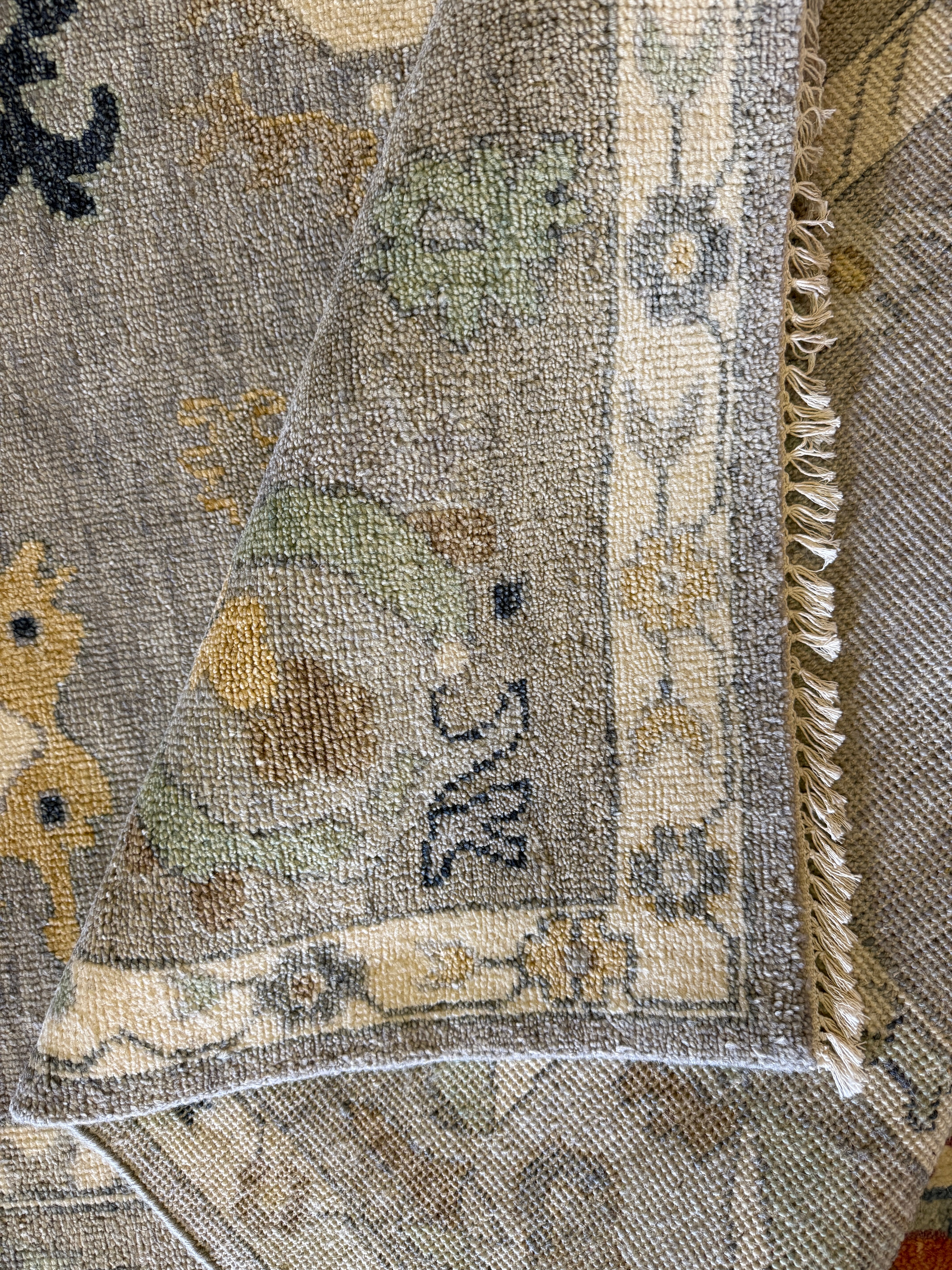 Lauren Hutton 9x12 Grey and Tan Hand-Knotted Oushak Rug