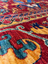 Luna Garza 10.5x14.1 Red and Blue Hand-Knotted Nomadic Caucasian Humna Wool Rug