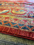 Amy Burley 9.5x11.6 Red and Blue Hand-Knotted Nomadic Caucasian Humna Wool Rug