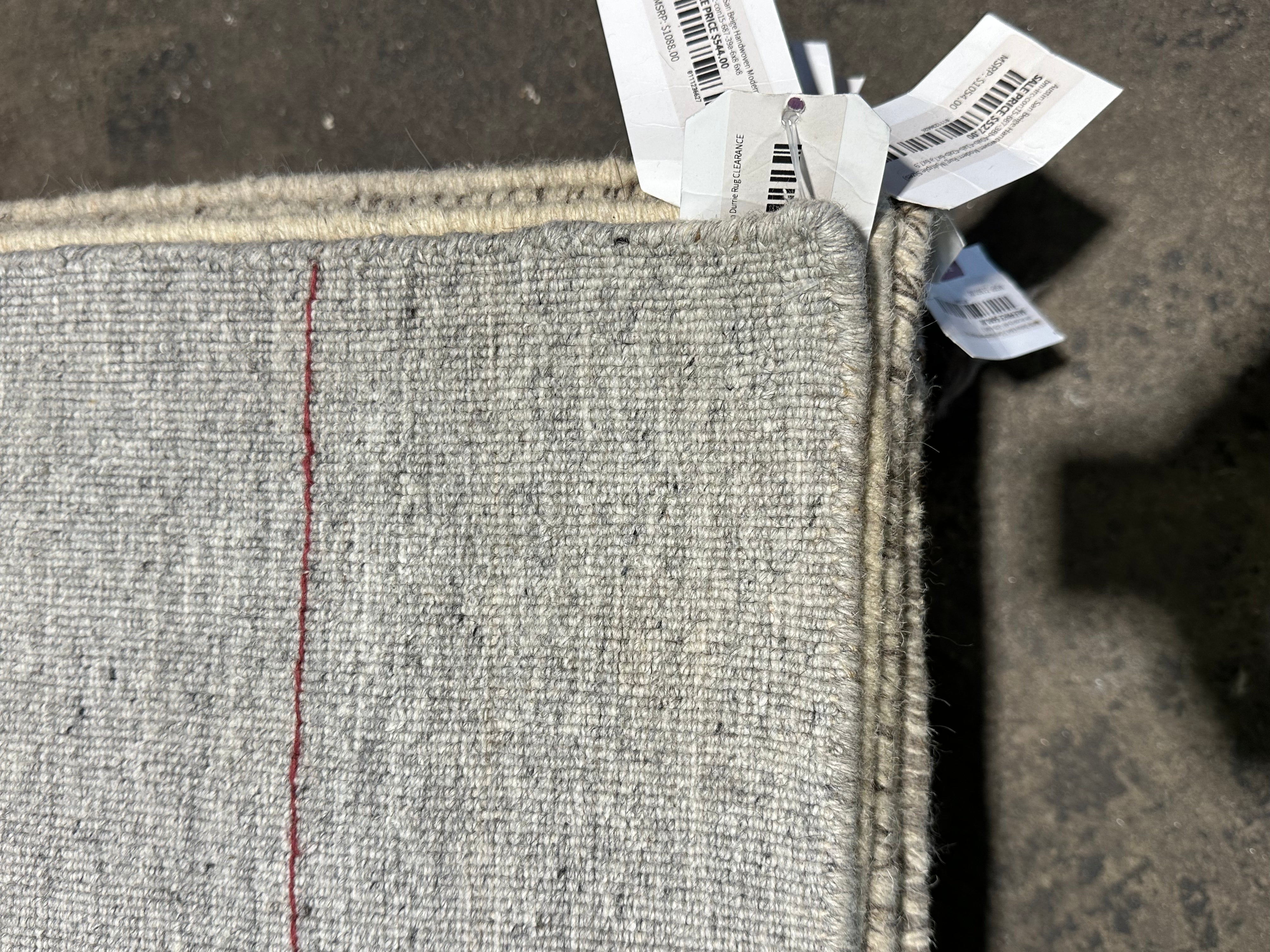 Van by the River 6.6x8.3 Silver Handwoven Durrie Rug CLEARANCE