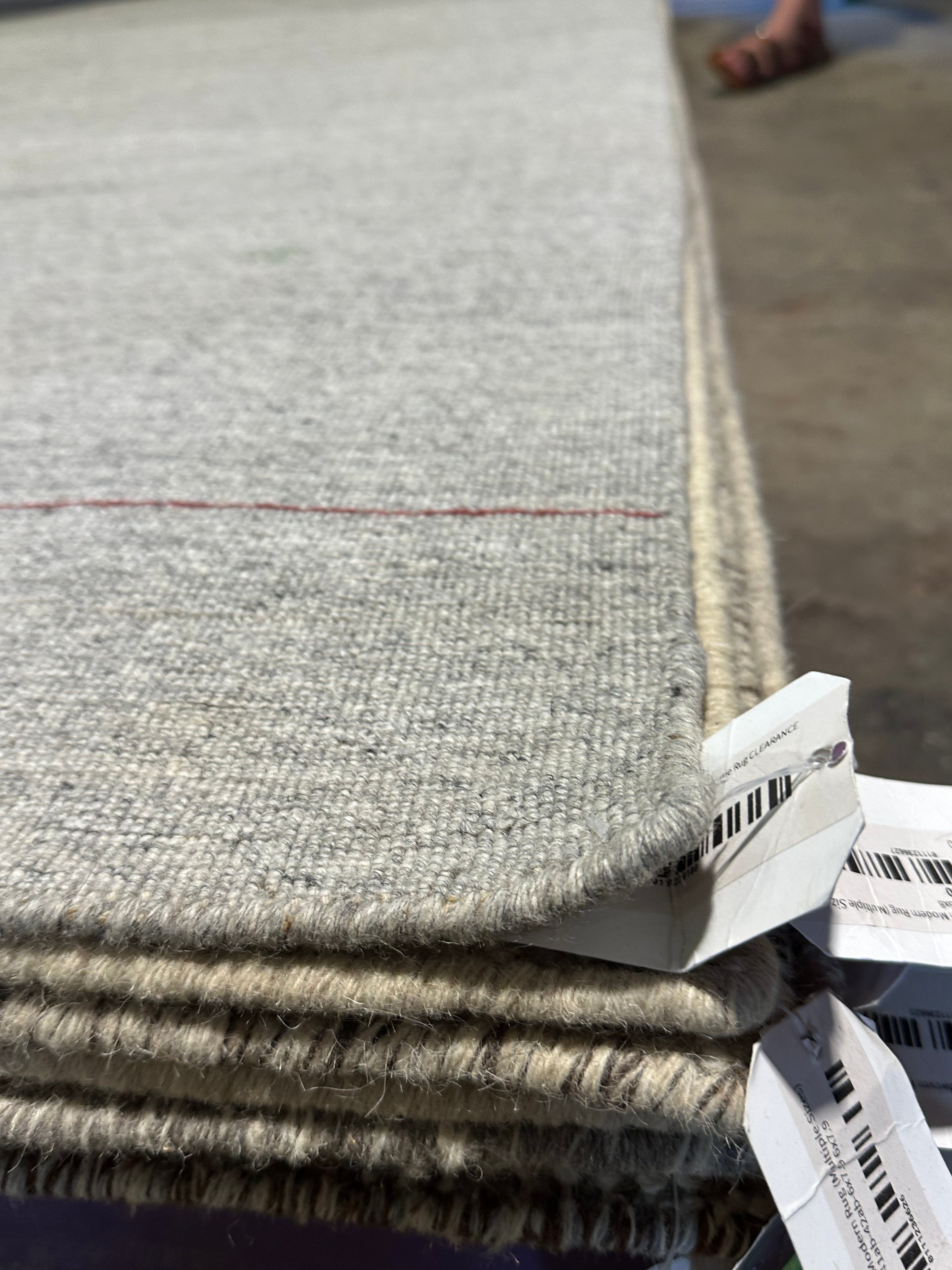 Van by the River 6.6x8.3 Silver Handwoven Durrie Rug CLEARANCE