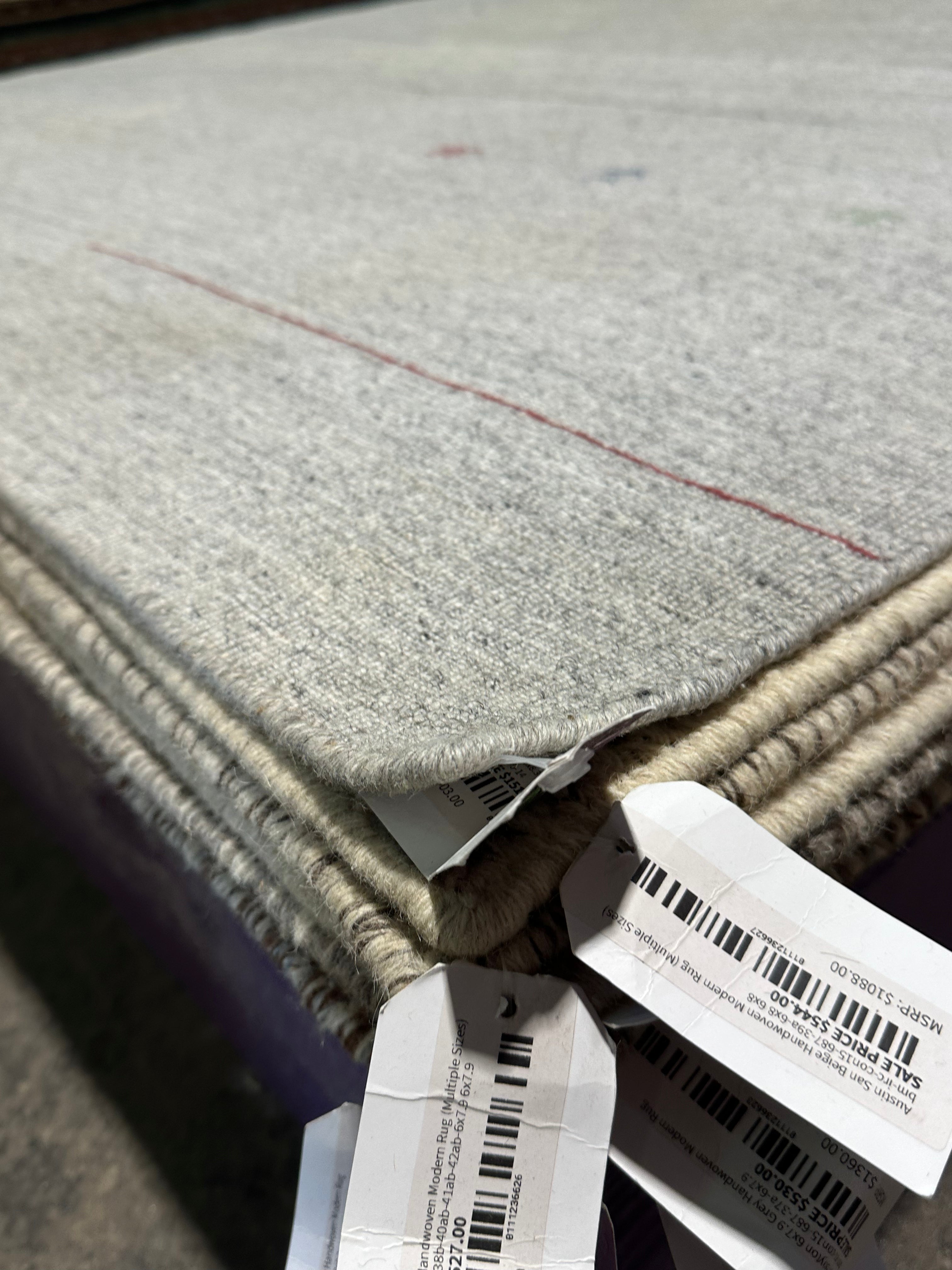 Van by the River 6.6x8.3 Silver Handwoven Durrie Rug CLEARANCE