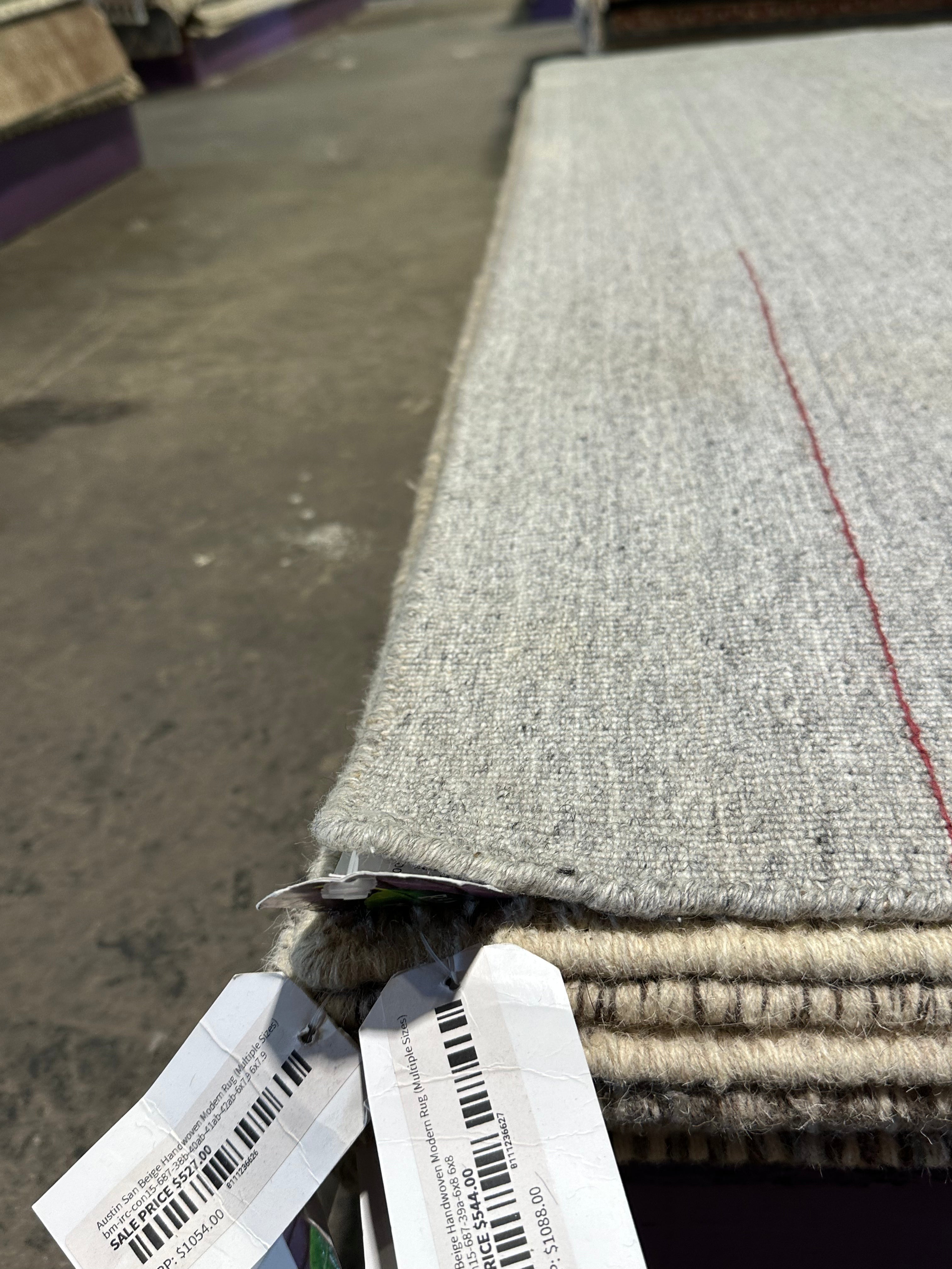 Van by the River 6.6x8.3 Silver Handwoven Durrie Rug CLEARANCE