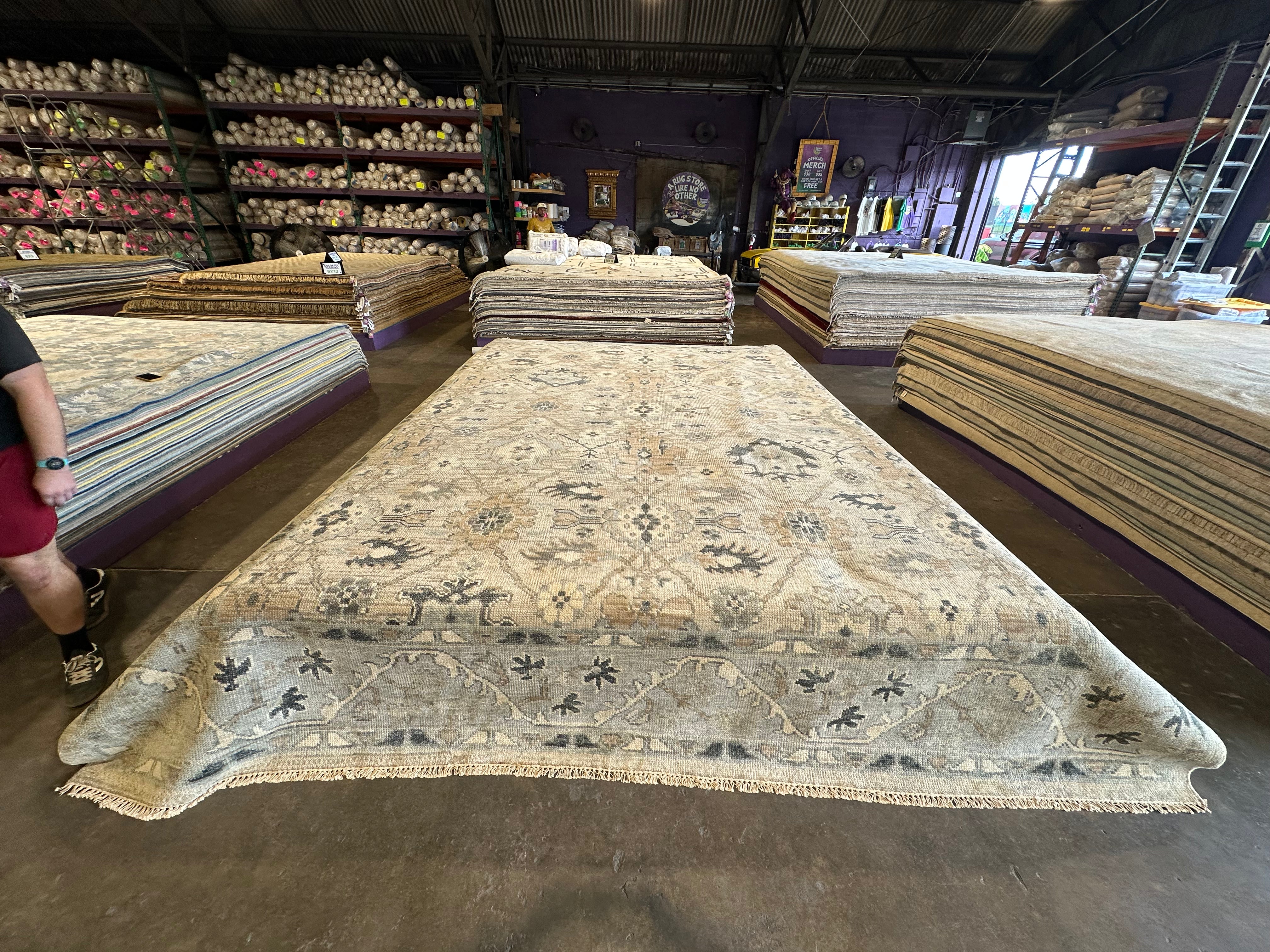 Princess Caroline 12.2x14.6 Tan Hand-Knotted Oushak Rug