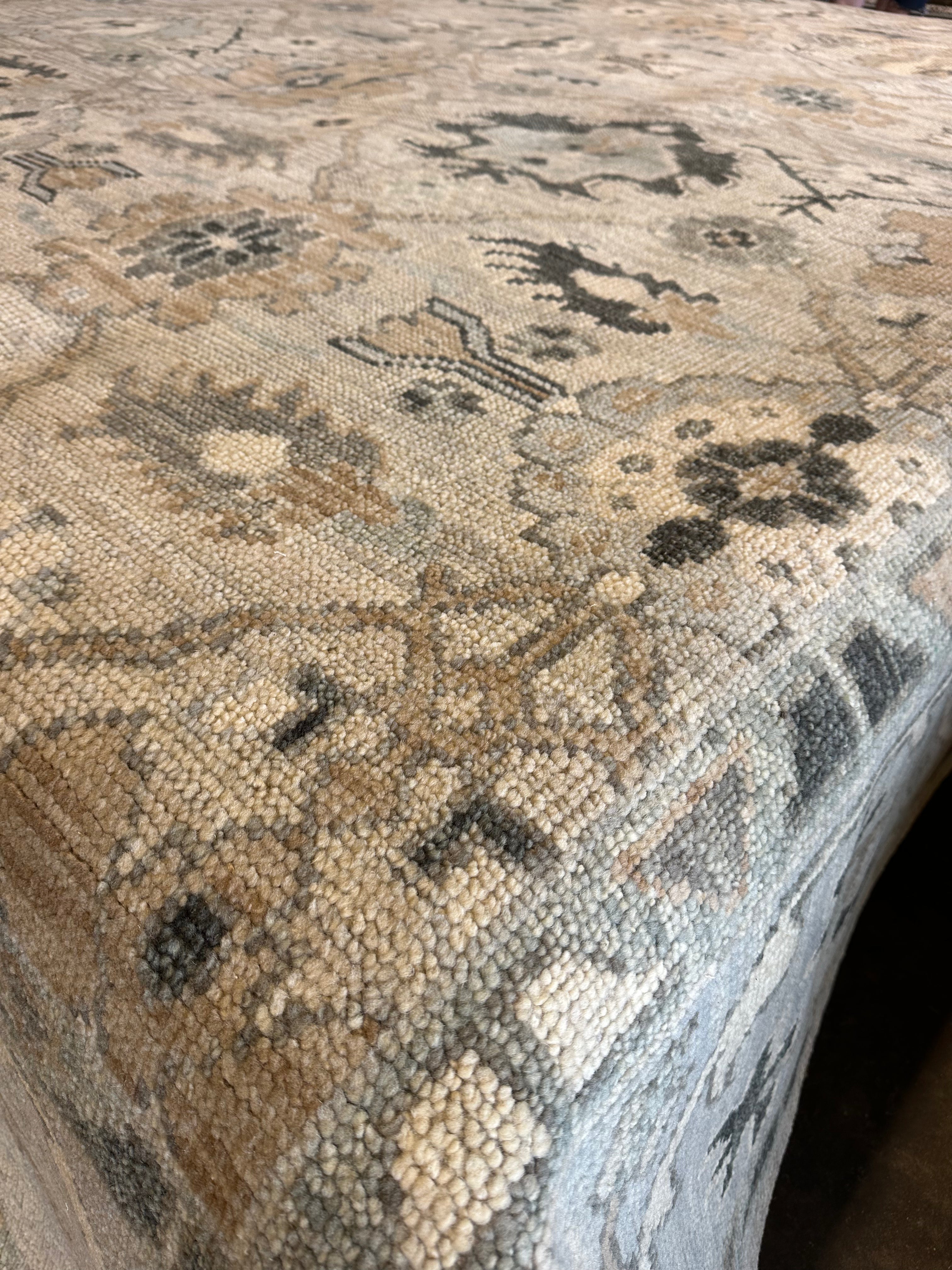 Princess Caroline 12.2x14.6 Tan Hand-Knotted Oushak Rug