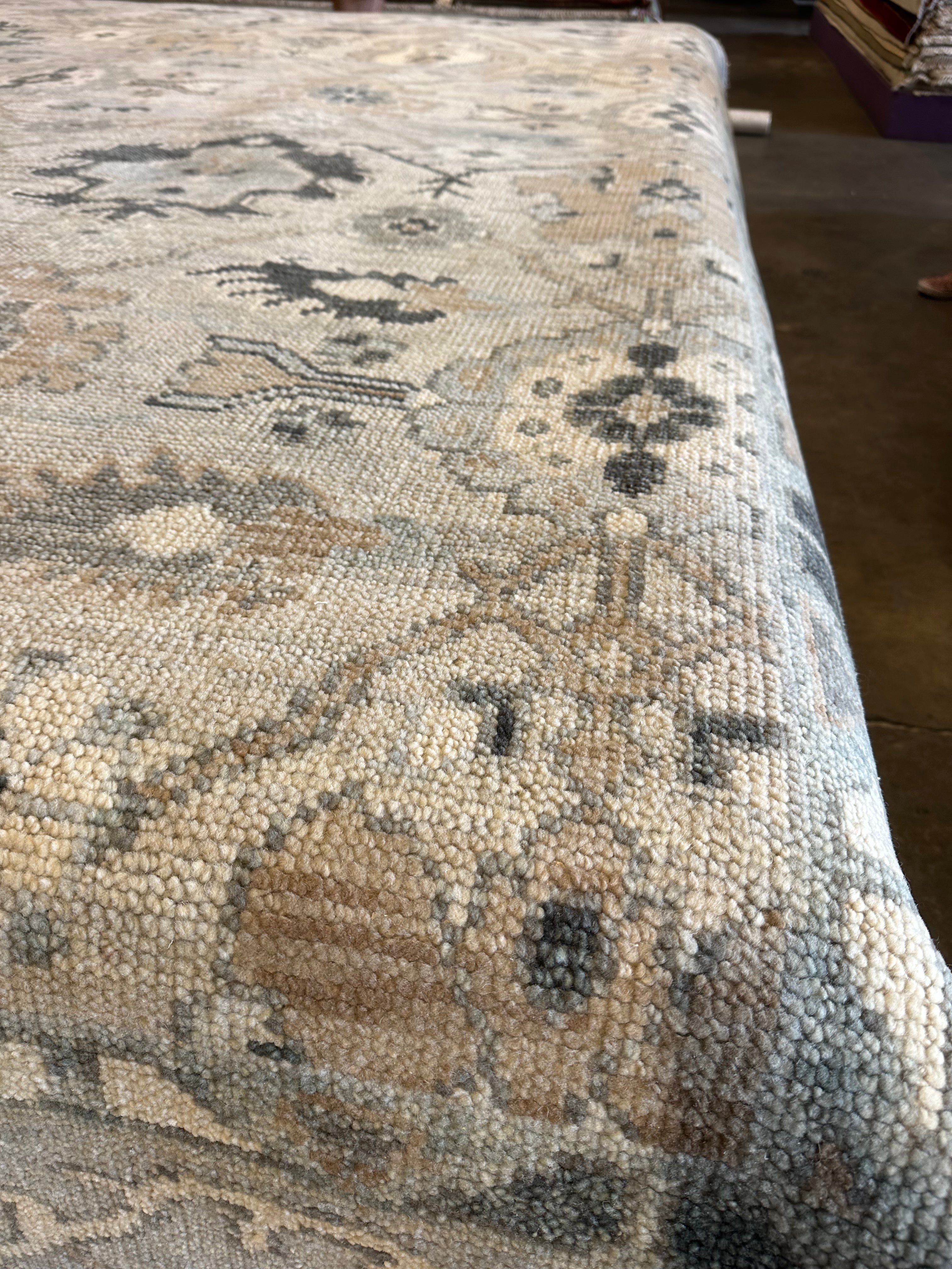 Princess Caroline 12.2x14.6 Tan Hand-Knotted Oushak Rug
