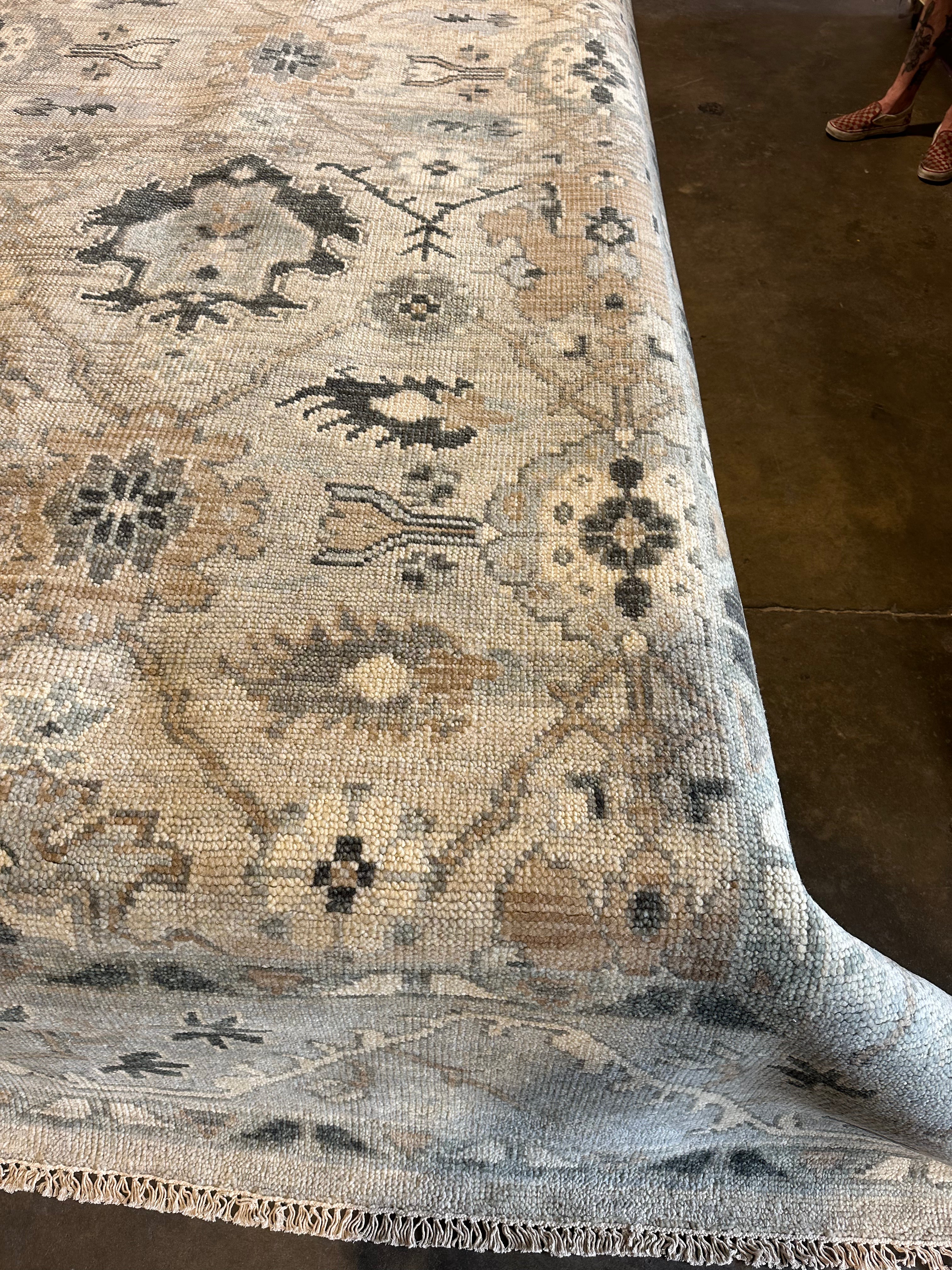 Princess Caroline 12.2x14.6 Tan Hand-Knotted Oushak Rug
