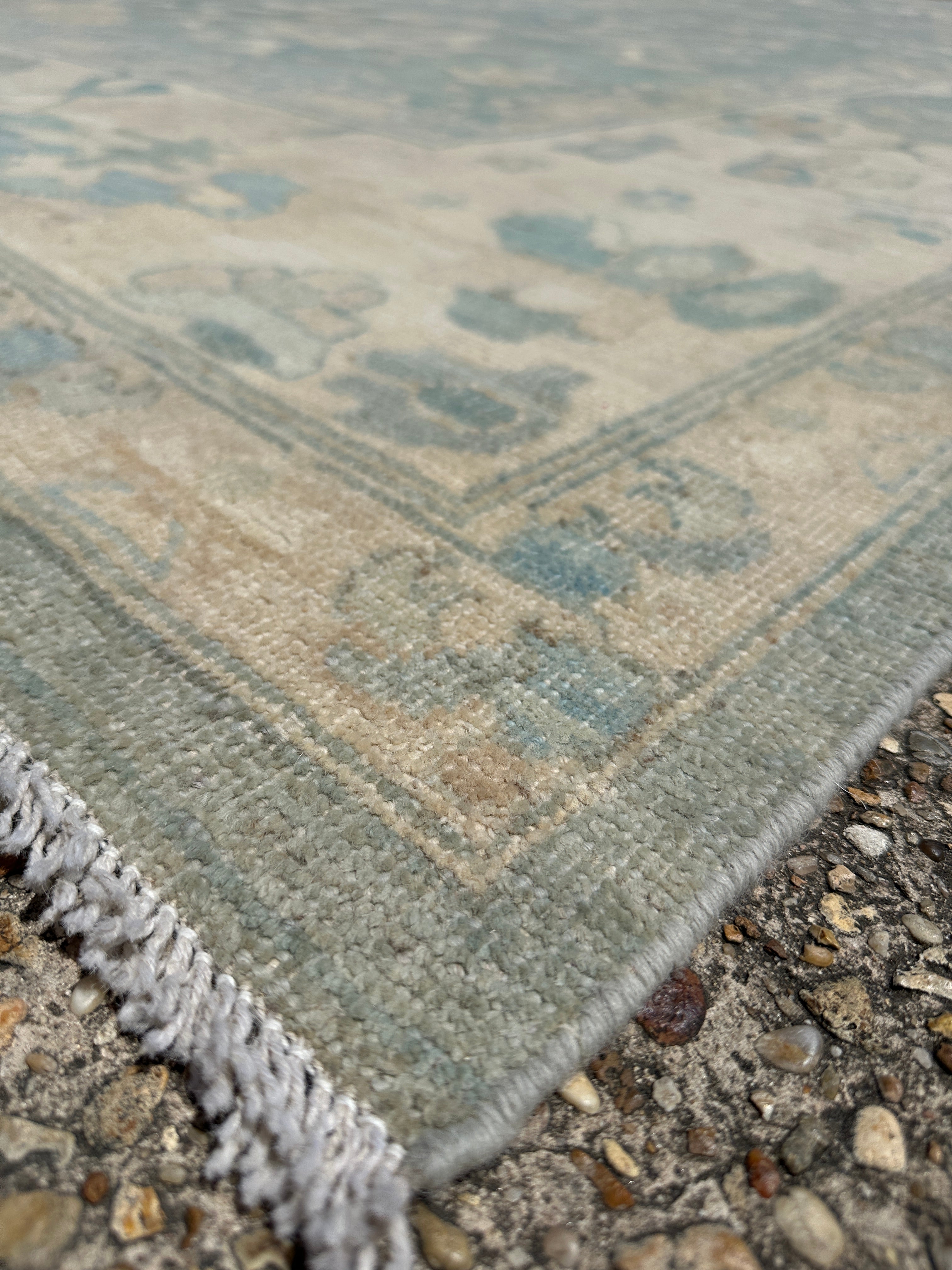 Ellen Costa 12x17.4 Blue Whitewashed Afghani Oushak
