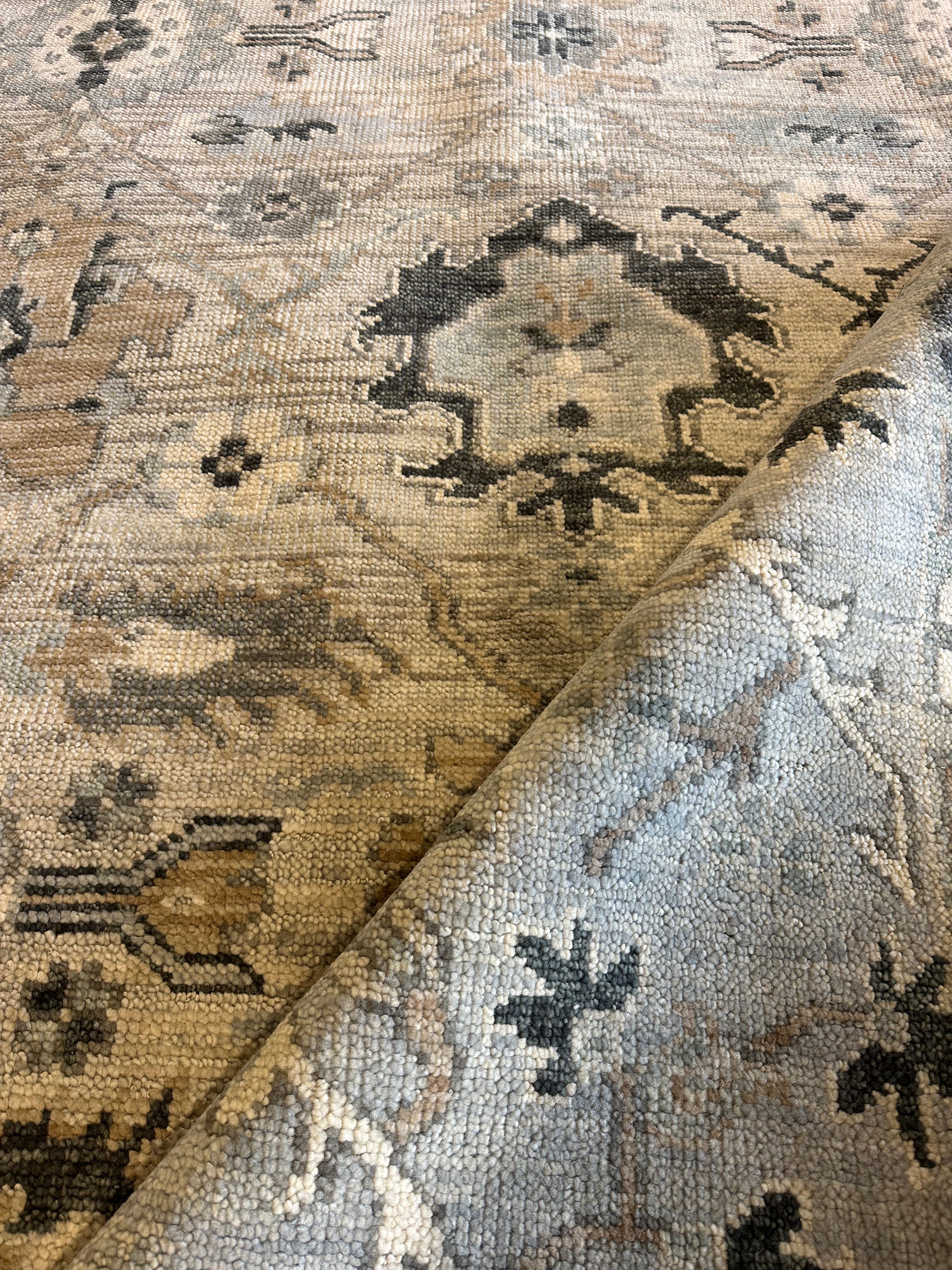 Princess Caroline 12.2x14.6 Tan Hand-Knotted Oushak Rug
