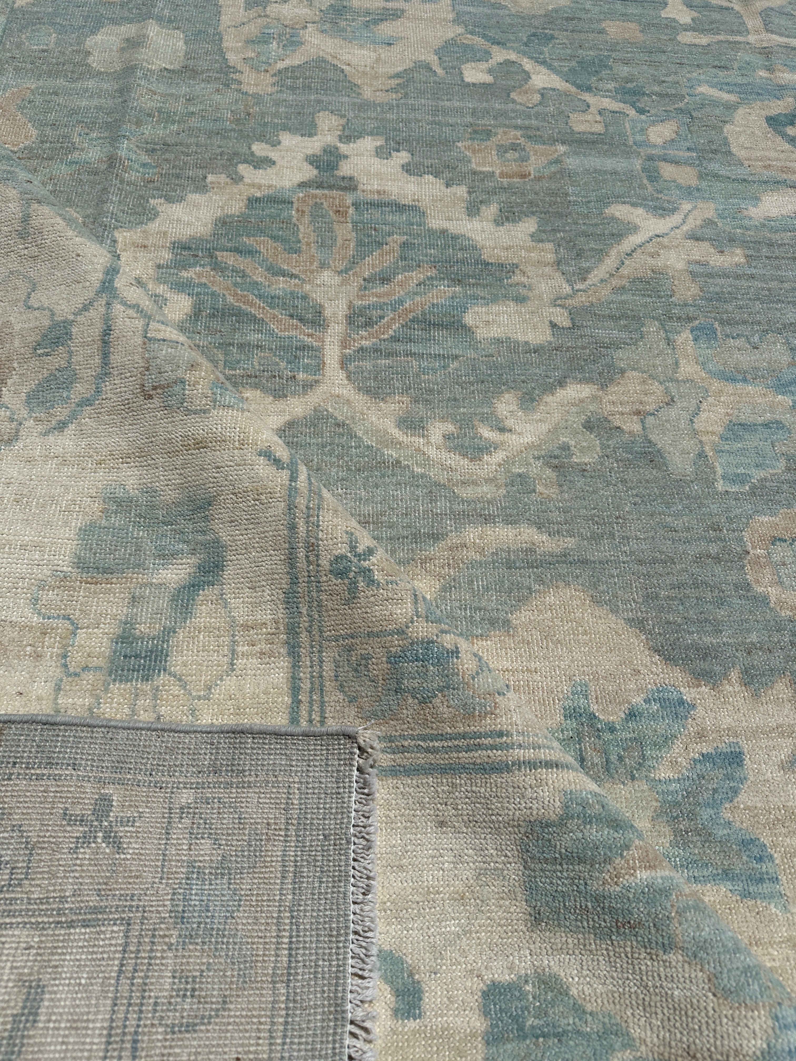Ellen Costa 12x17.4 Blue Whitewashed Afghani Oushak