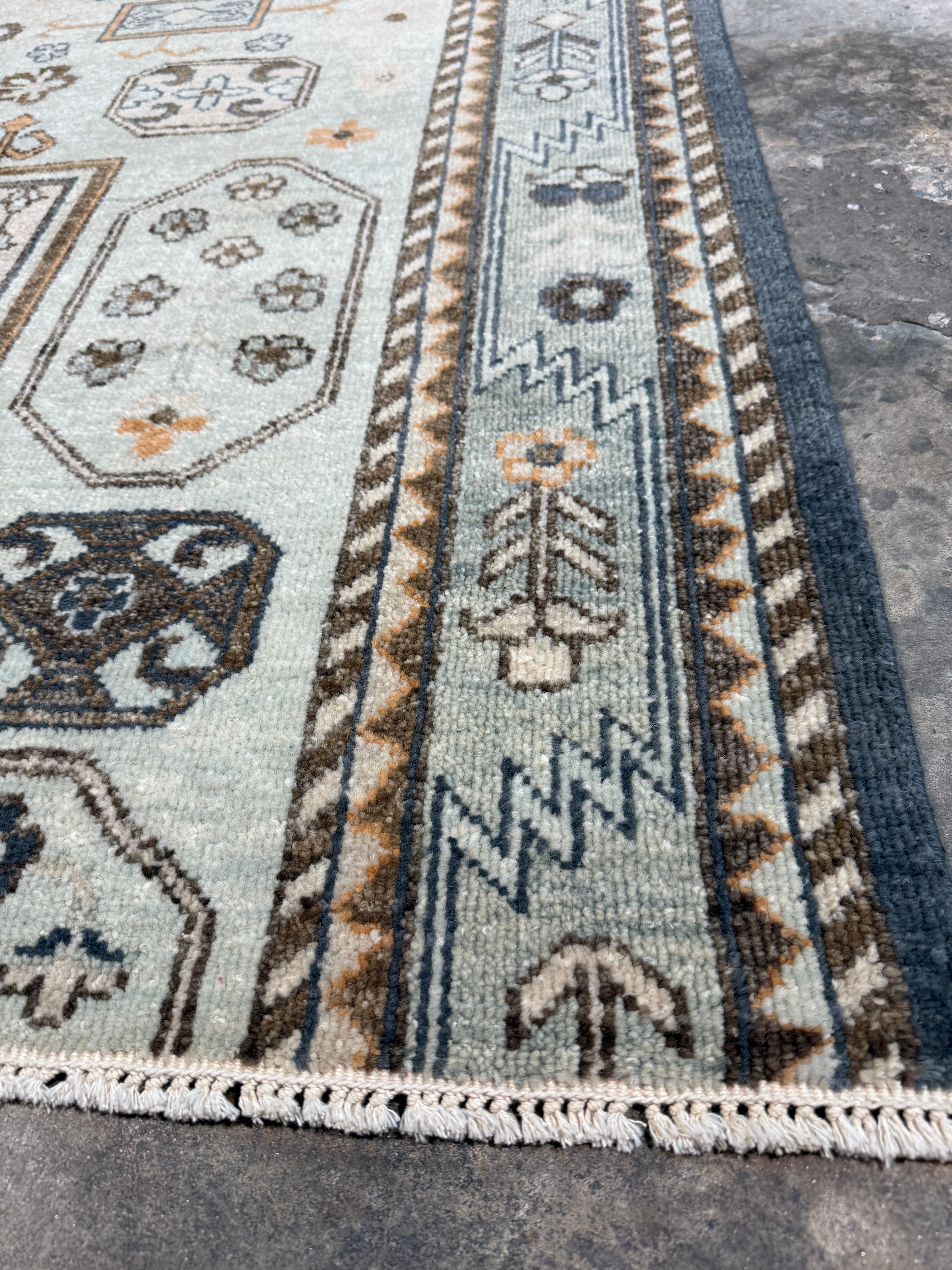 Margot Strum 2.6x5 Blue Hand-Knotted Oushak Rug