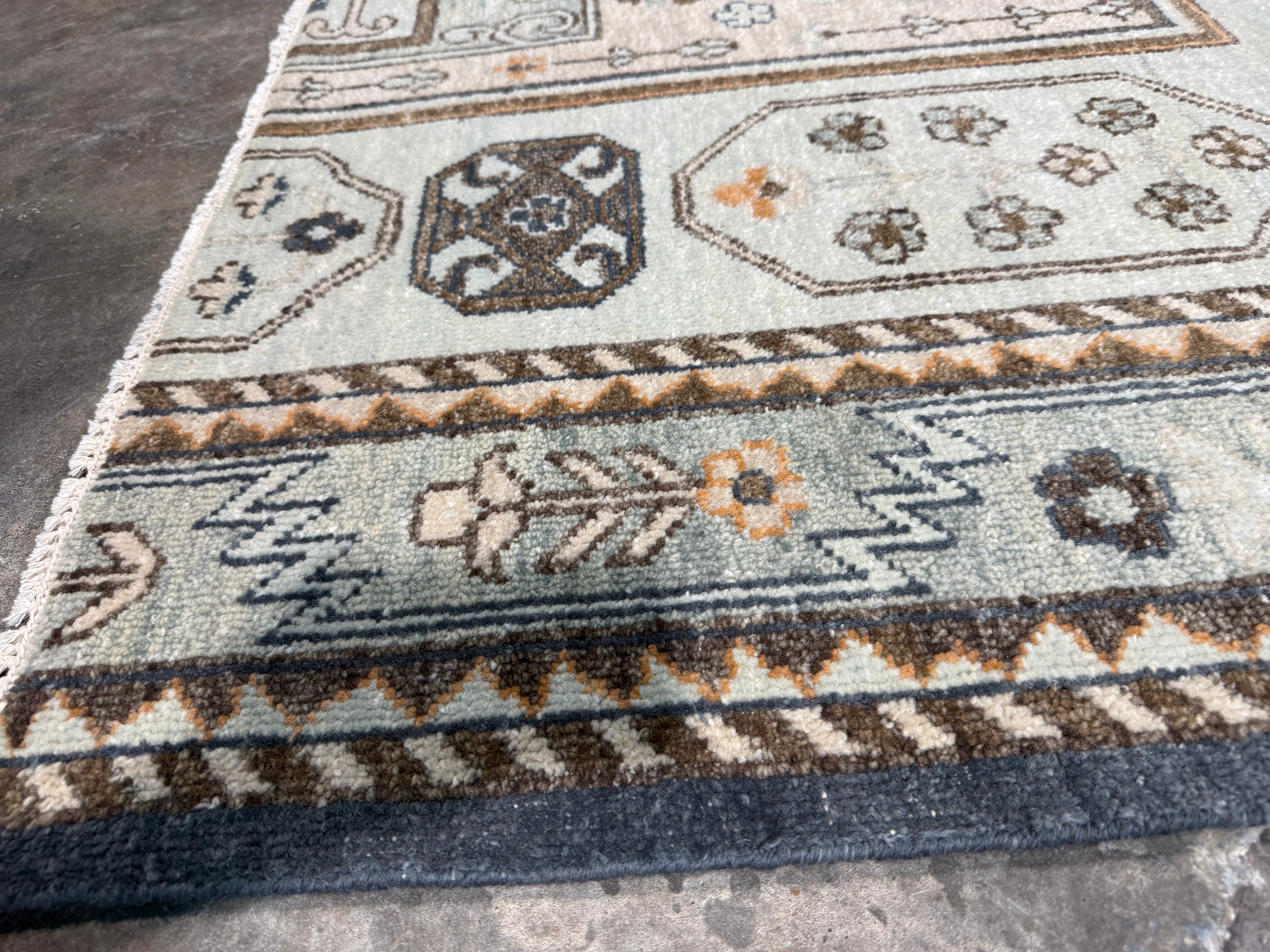 Margot Strum 2.6x5 Blue Hand-Knotted Oushak Rug